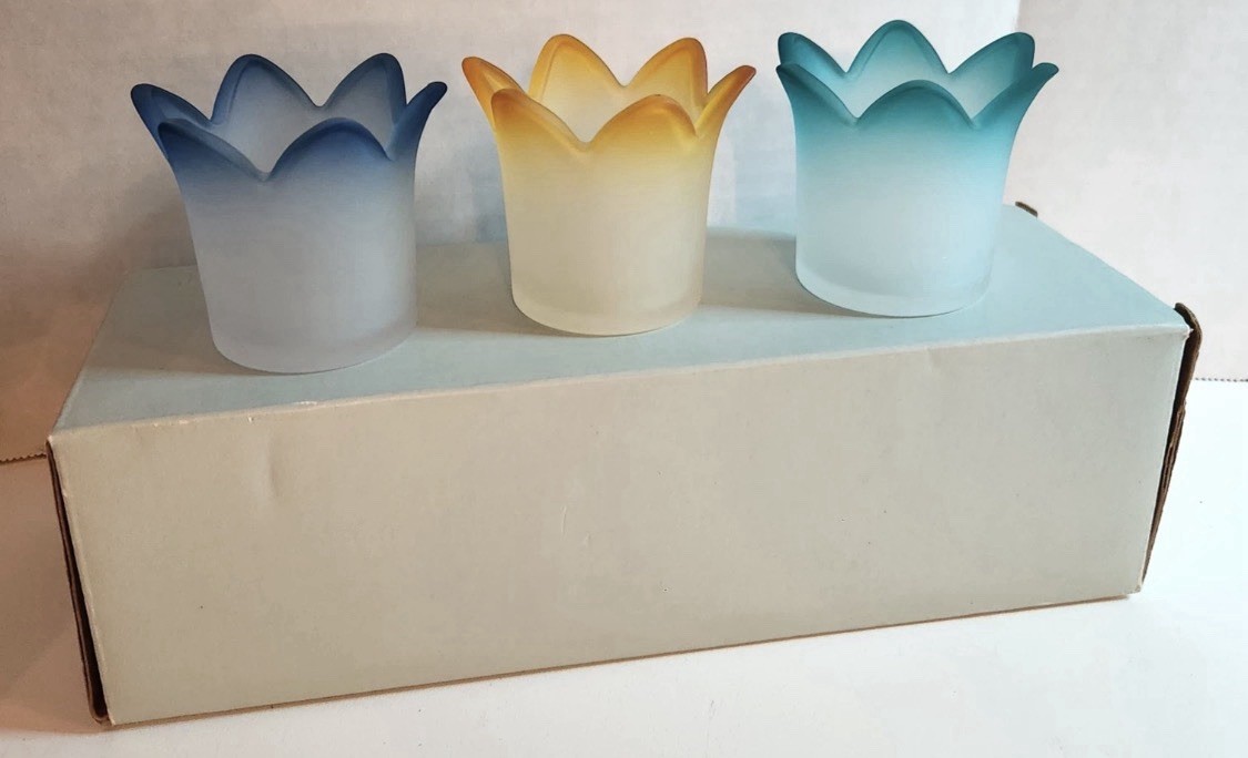 Vintage Partylite Jewel Candle Holders Votive Tea Light P7161 Frosted Colors NEW Vintage Partylite Jewel Candle Holders Votive Tea Light P7161 Frosted Colors NEW