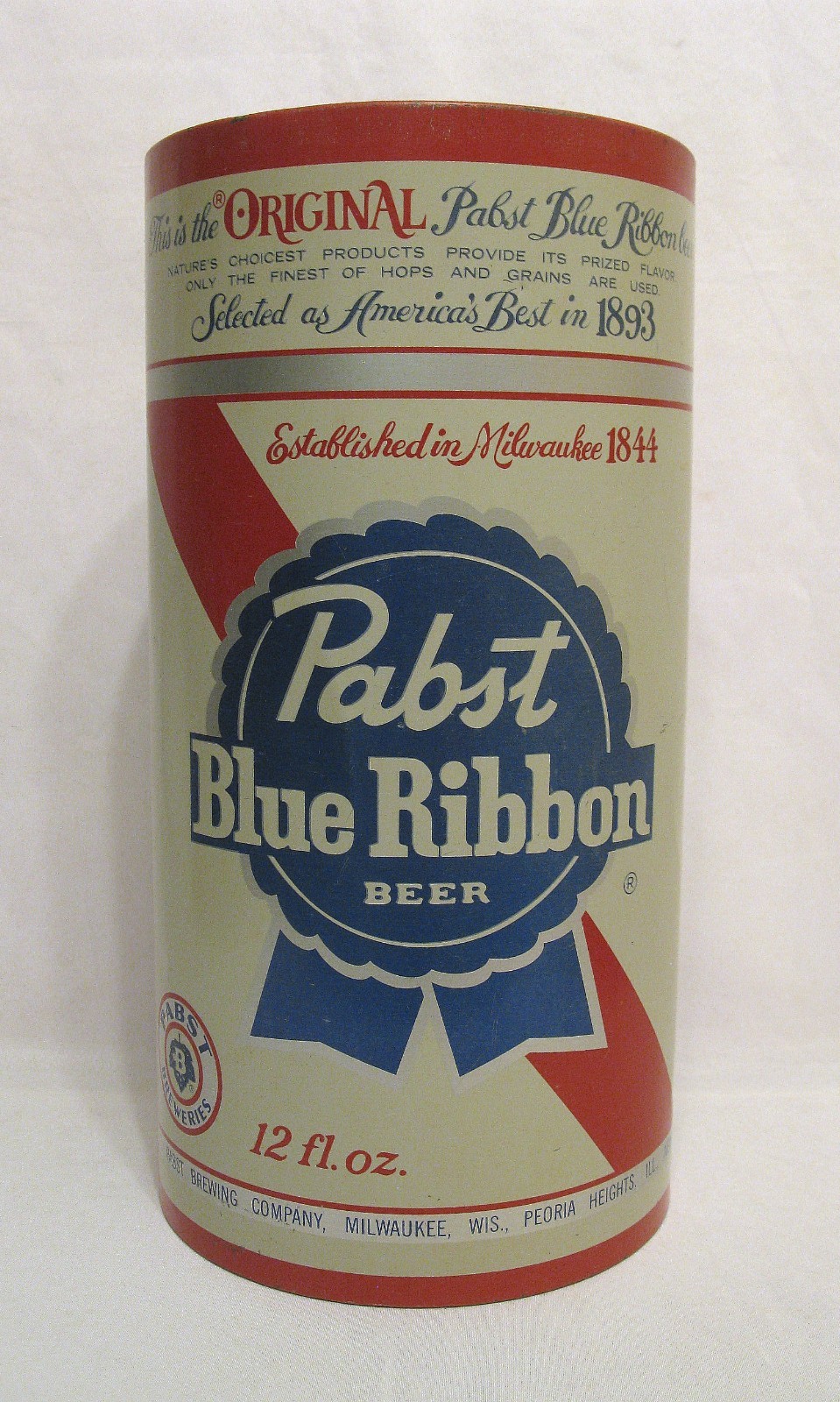 Vintage Pabst Blue Ribbon Steel Trash Can 1950's-60's PBR 16 Vintage Pabst Blue Ribbon Steel Trash Can 1950's-60's PBR 16