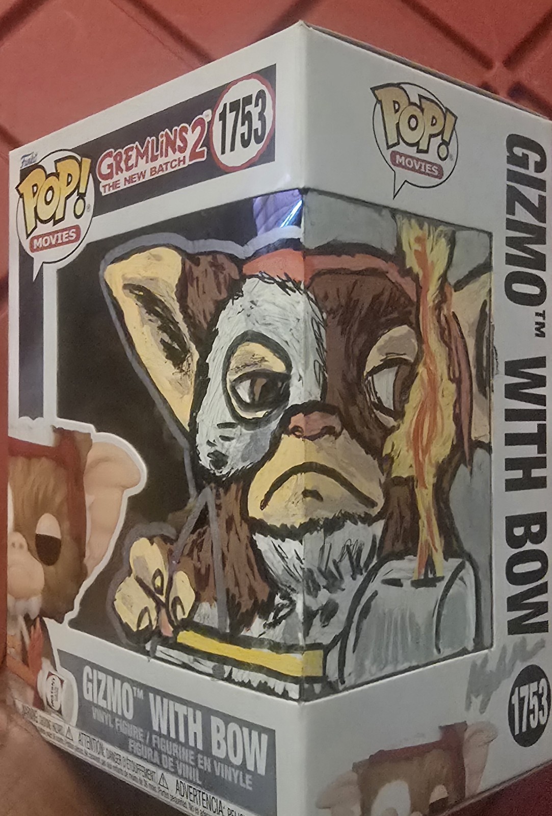 Funko Pop Gremlins 2 Gizmo with Bow #1753 Custom Hand-Drawn Box Art