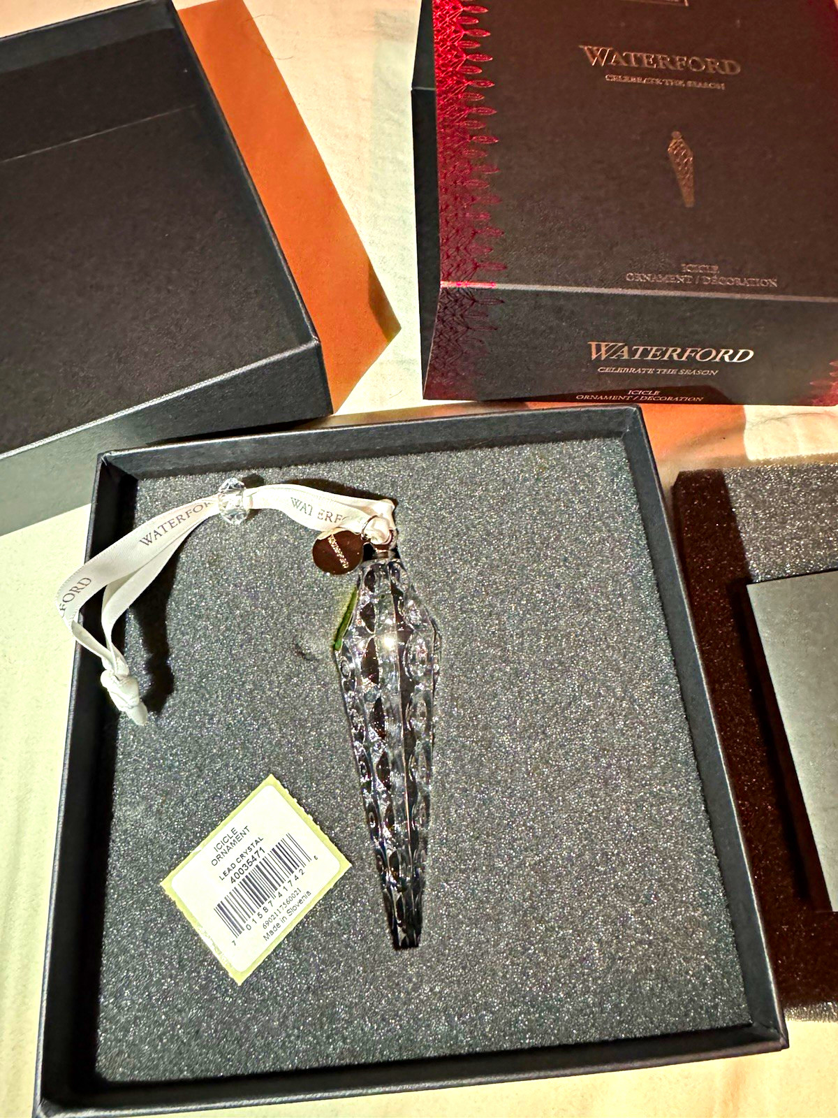 WATERFORD Crystal 2019 * ICICLE * Christmas Tree Ornament # 40035471 with Box