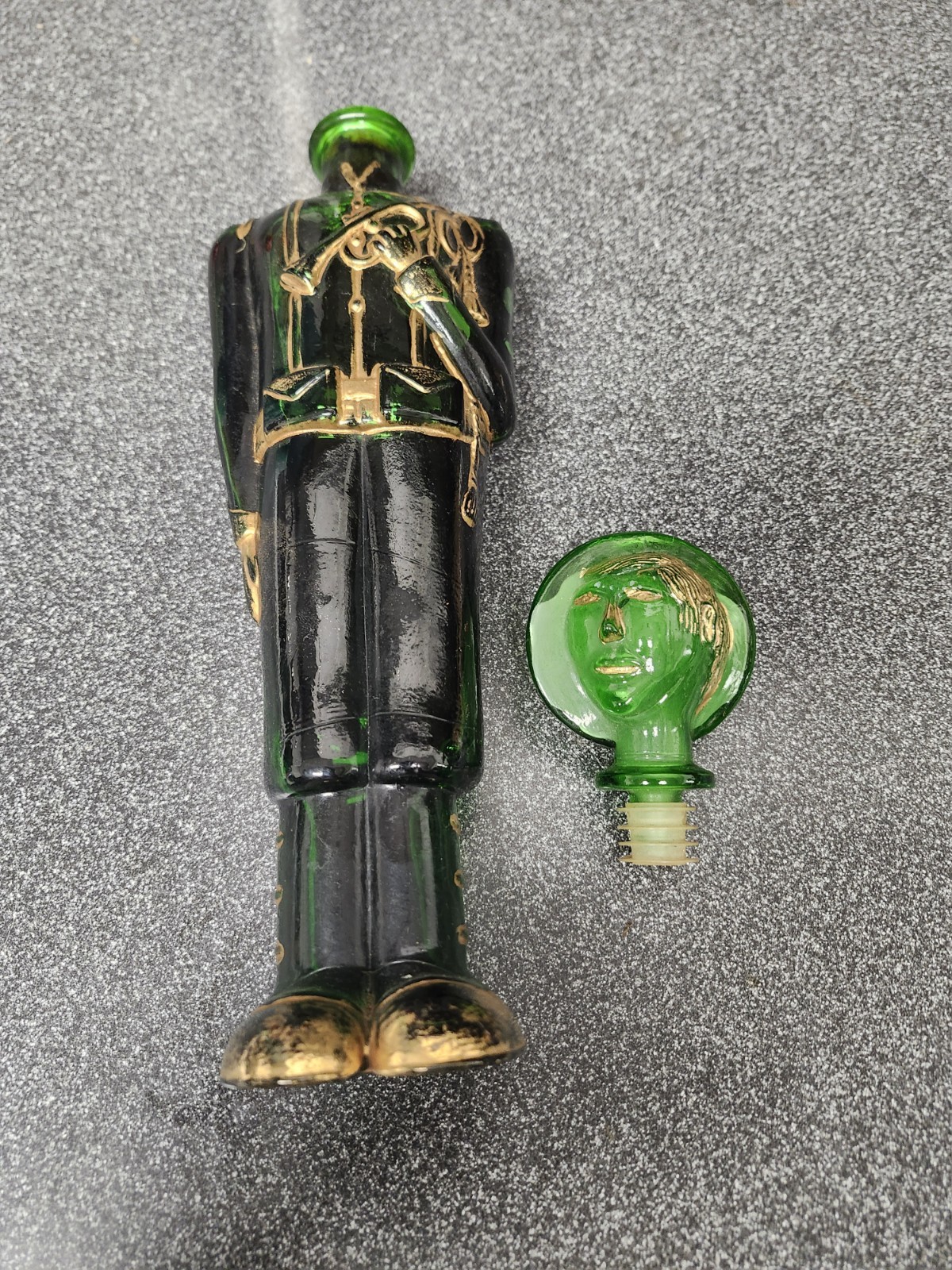 Vintage Green glass Italian Wine soldier man decanter rare Vino Vintage Green glass Italian Wine soldier man decanter rare Vino