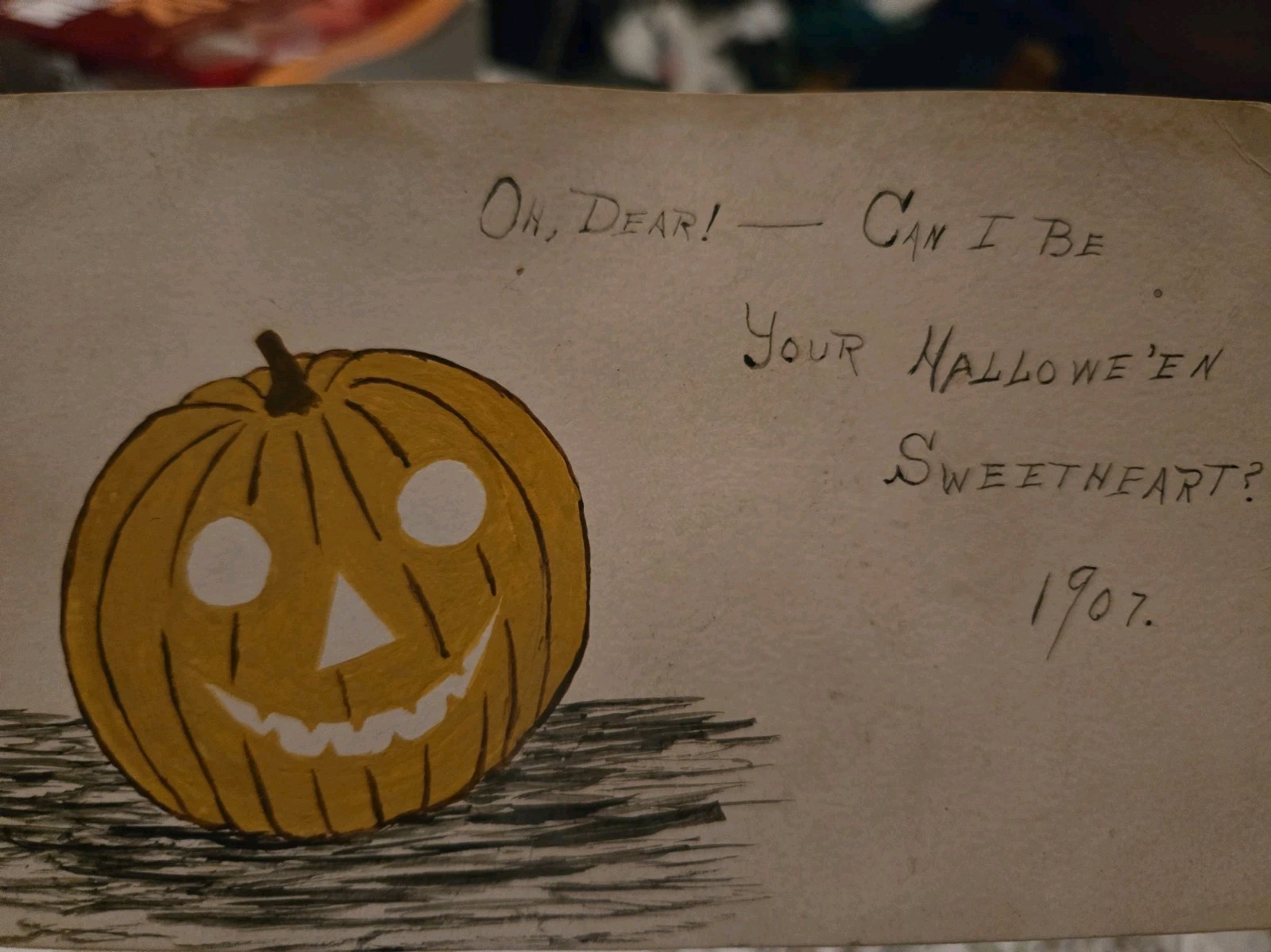 Scarce 1907 HALLOWEEN postcard Note To A Sweetheart   Jack-O-Lantern 
