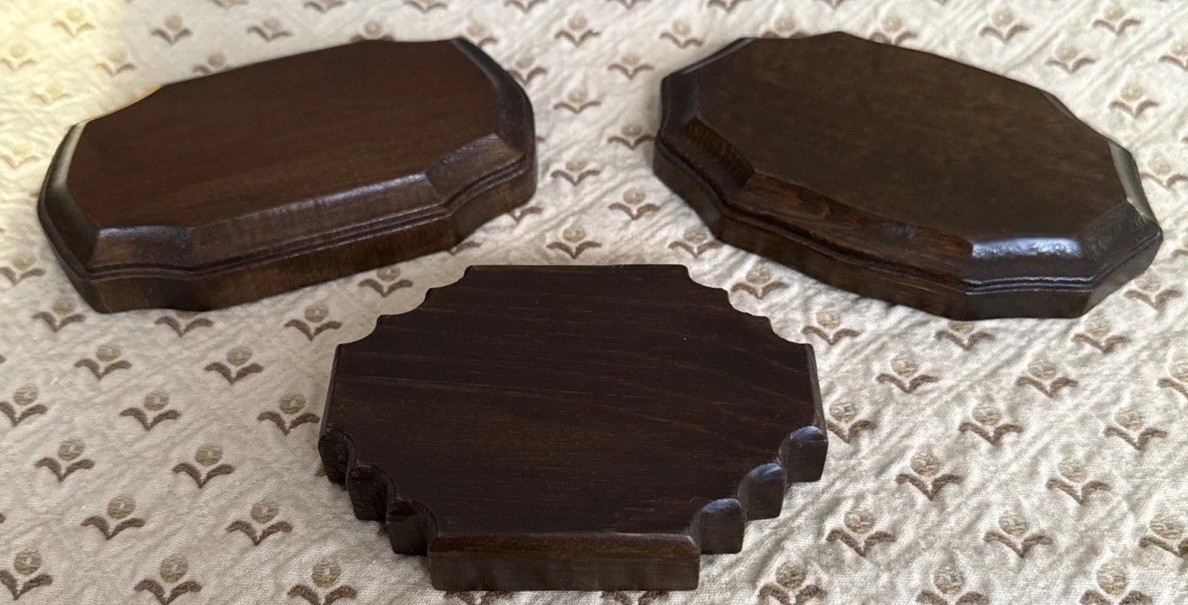 Set Of 3 Vintage Wooden Figurine Display Stands
