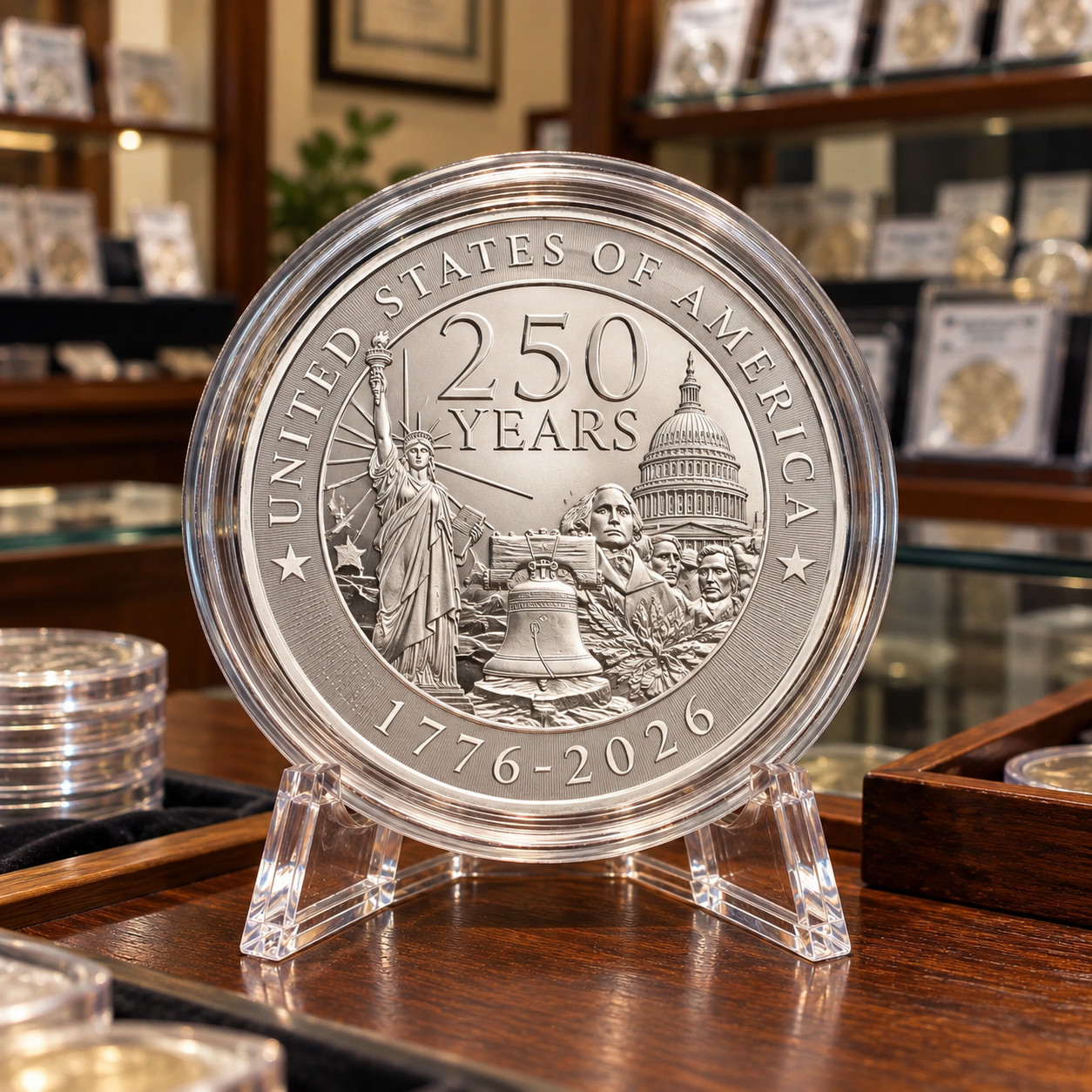 1 oz 999 Fine Silver USA 250th Anniversary Silver Round GSM Eagle Flag IN STOCK