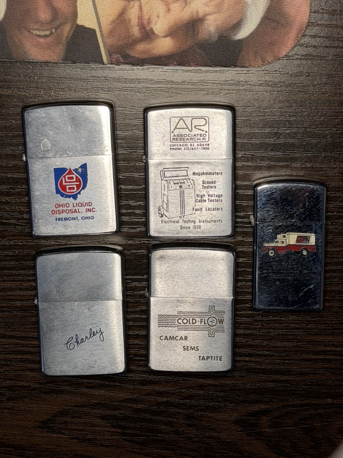 Lot Of 5 Used Vintage Advertising Zippos Lot Of 5 Used Vintage Advertising Zippos