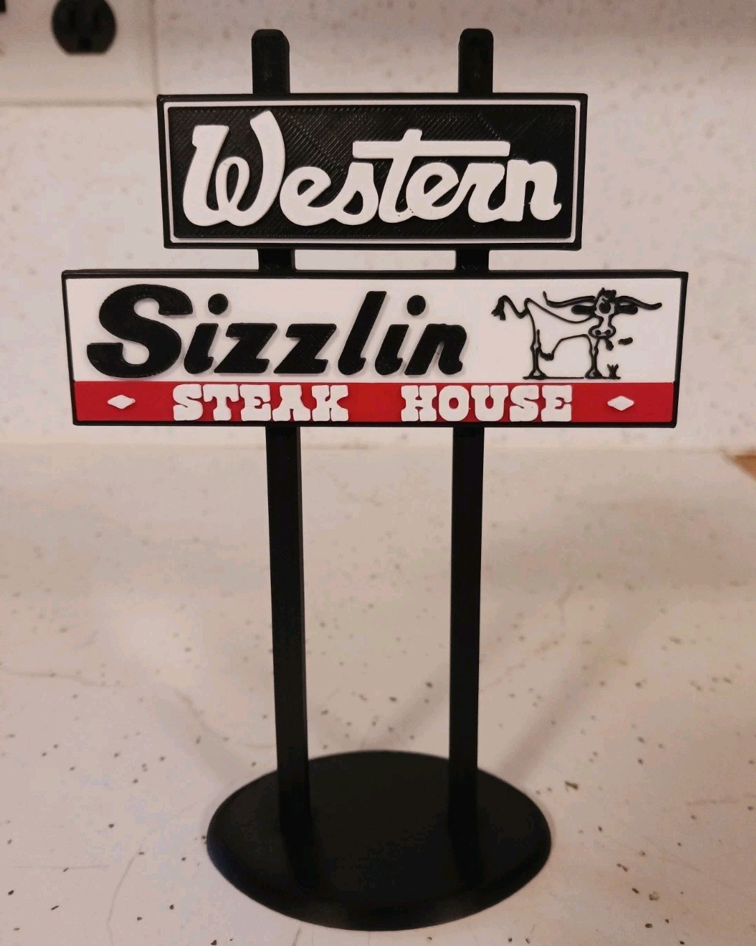 Western Sizzlin Steak House Restaurant Custom Mini Sign Display Diorama 6.5\