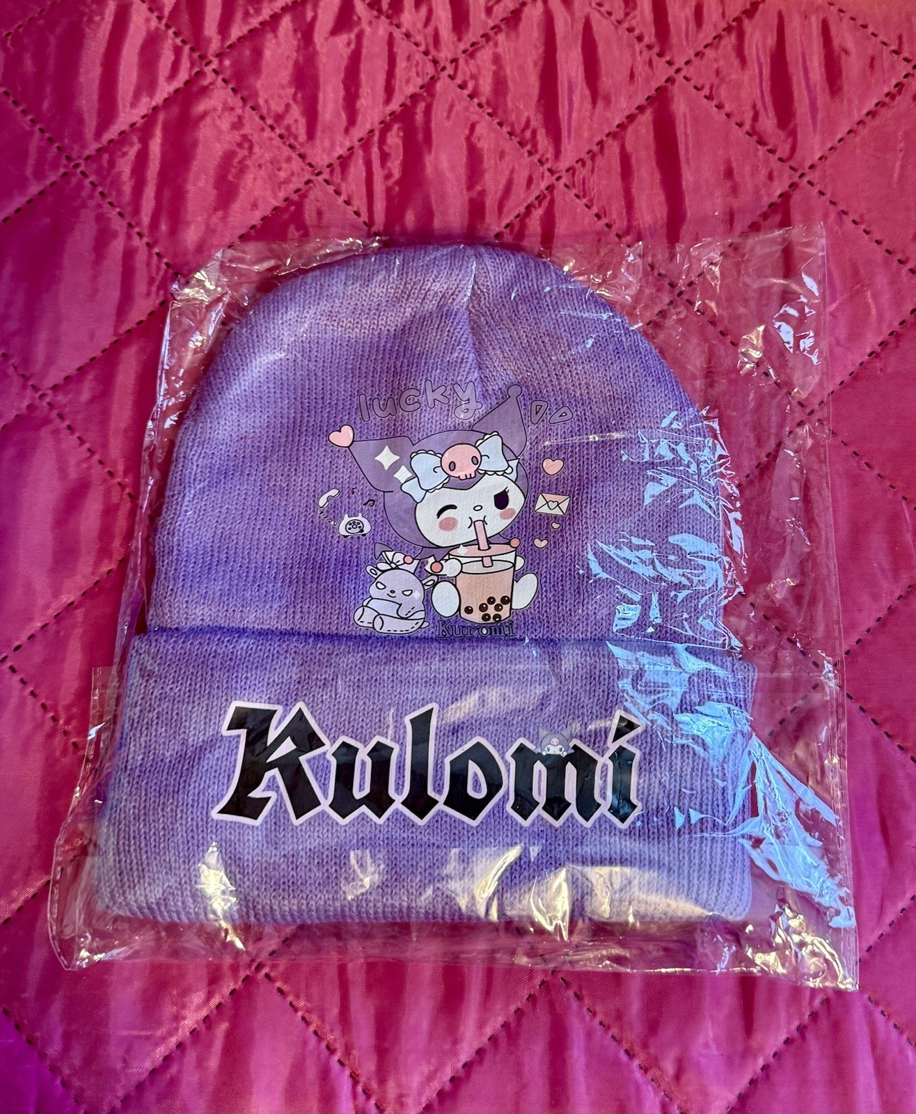 Kuromi Purple Knit Beanie Hat - replica 