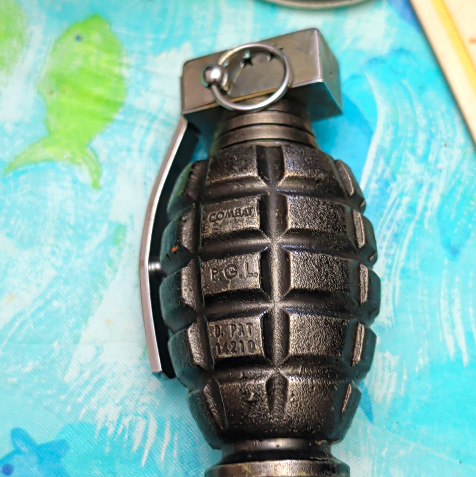 Vintage 1950’s Combat P.G.L. Pat 14210 Hand Grenade Table Lighter Vintage 1950’s Combat P.G.L. Pat 14210 Hand Grenade Table Lighter