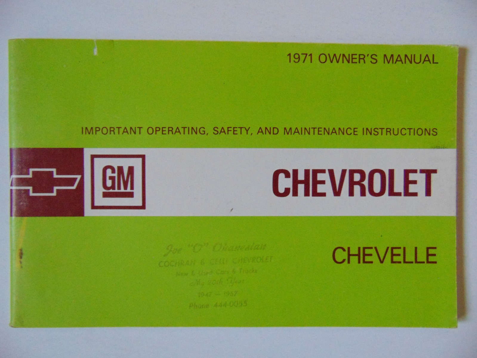 Original 1971 Chevrolet Chevelle Owner's Manual
