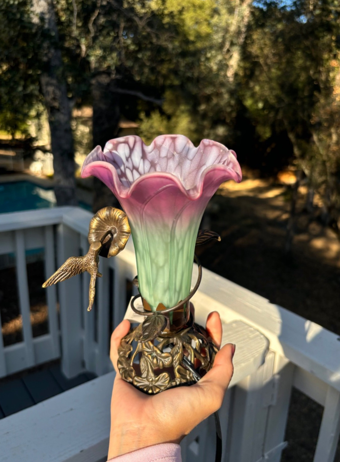 NEW Vintage Andrea by Sadek Hummingbird Lily Lamp NEW Vintage Andrea by Sadek Hummingbird Lily Lamp