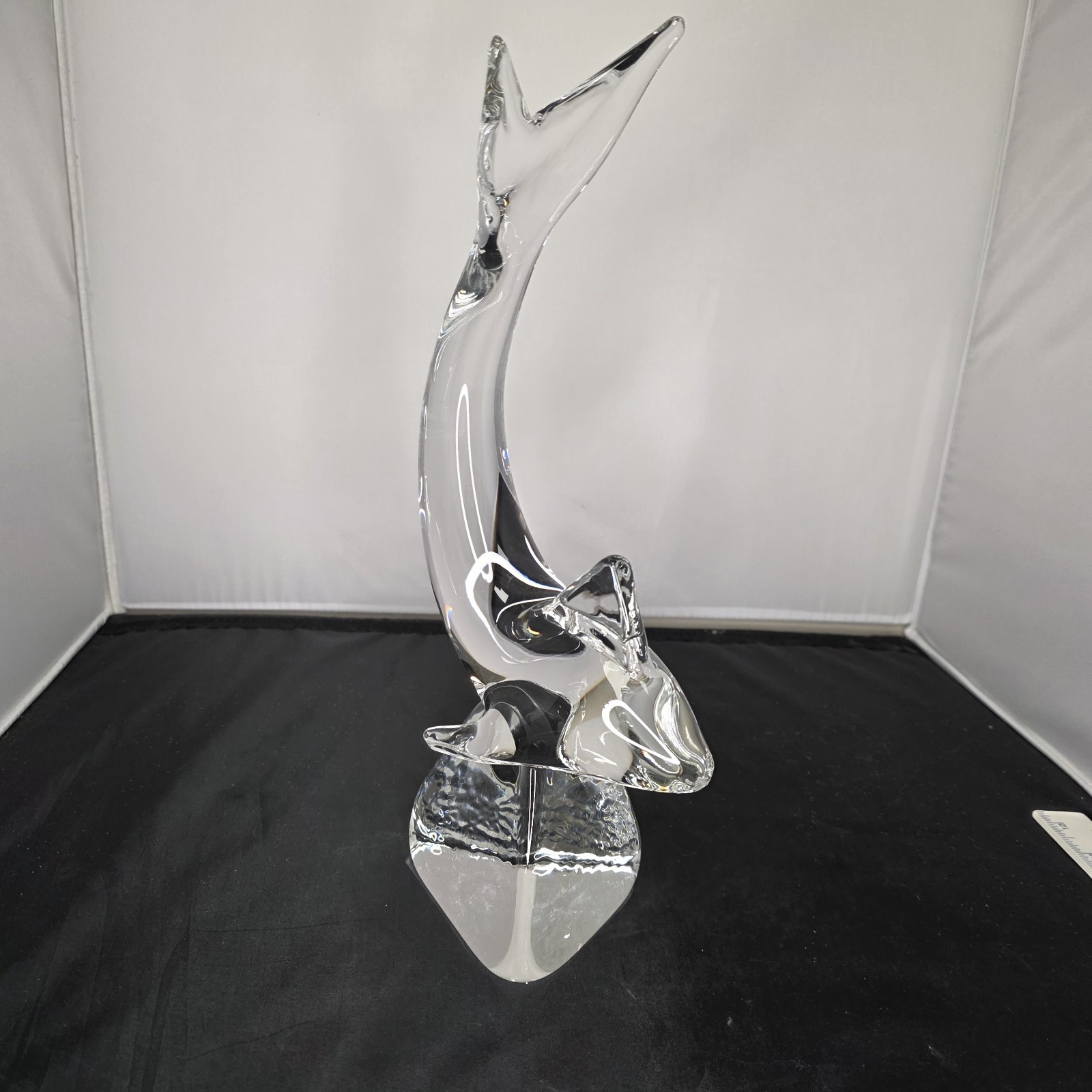 Large Clear Art Glass Shark Sculpture Vintage Kristaluxus Mid Century