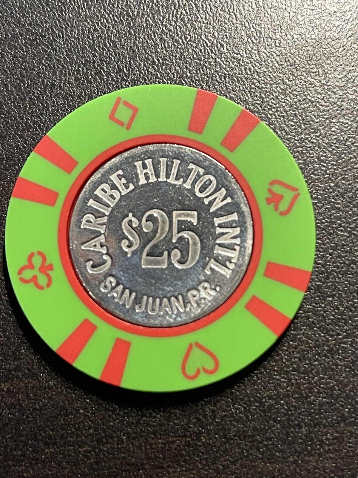 $25 Caribe Hilton San Juan Puerto Rico Casino Chip CHC-25F ***Very Rare*** $25 Caribe Hilton San Juan Puerto Rico Casino Chip CHC-25F ***Very Rare***