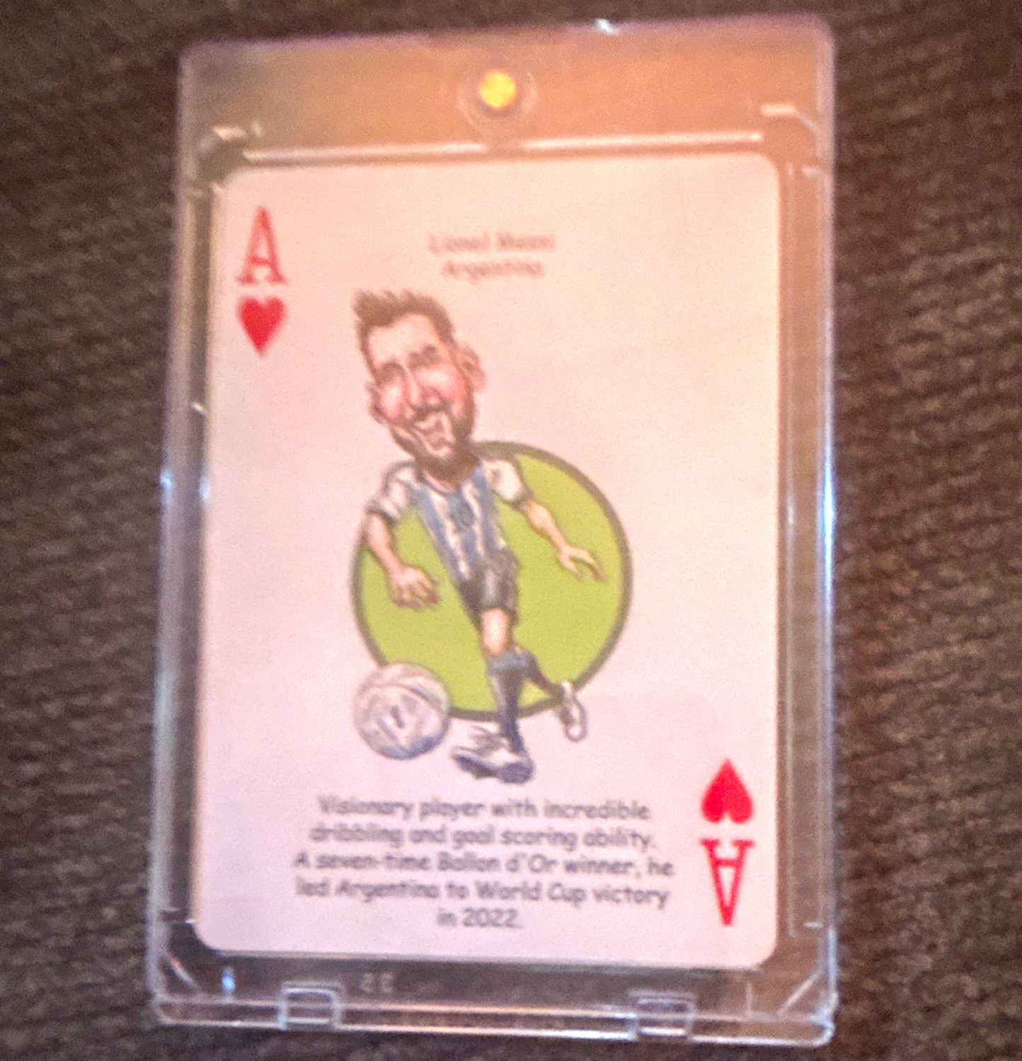 Hero Decks Sports Playing Card Ace of Hearts Lionel Messi Argentina in Case Hero Decks Sports Playing Card Ace of Hearts Lionel Messi Argentina in Case