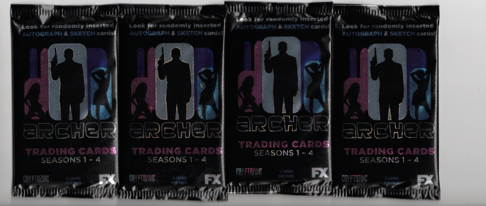 2014 Cryptozoic Archer Seasons 1-4 Trading Card Packs - Lot of 4