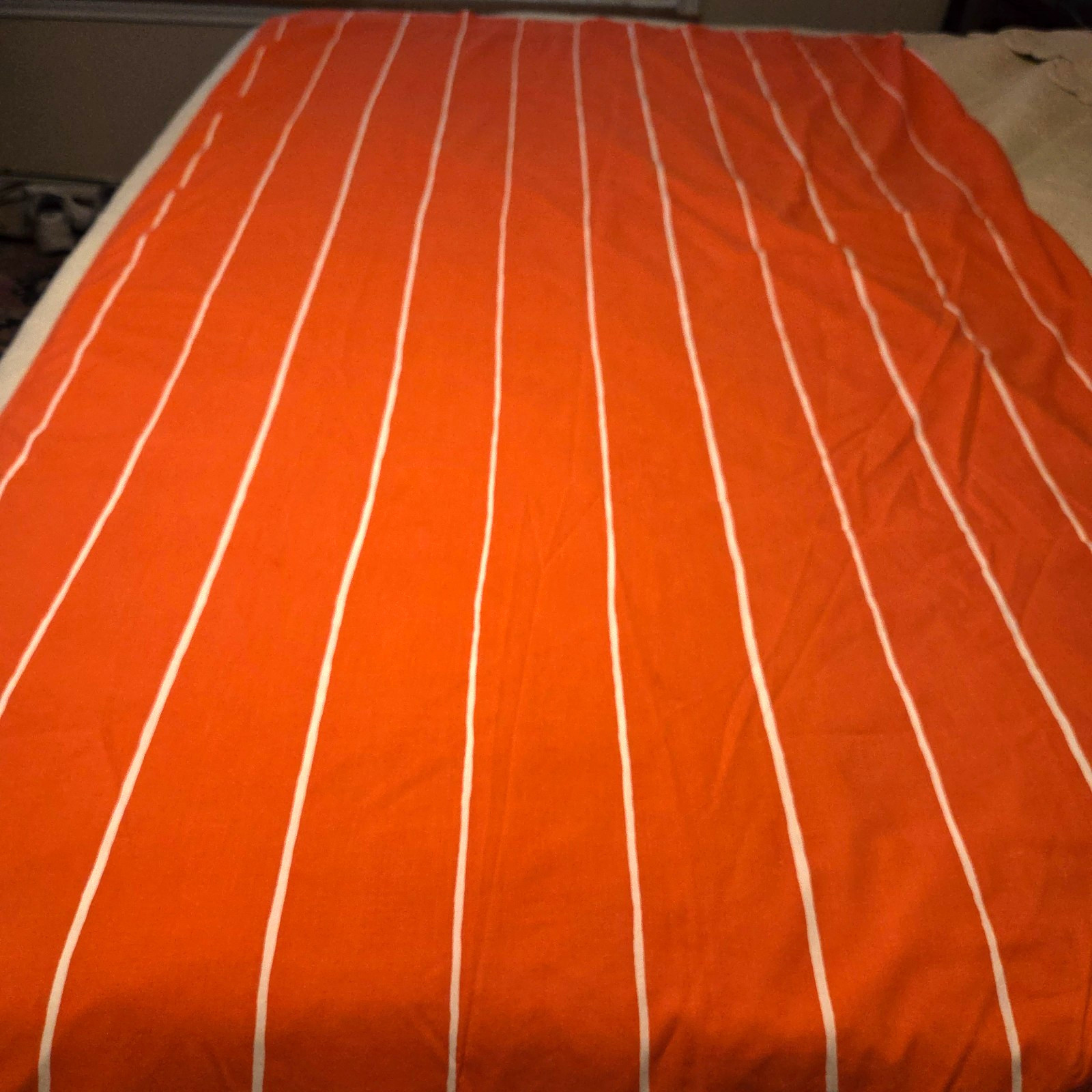Vintage Marimekko Orange White Stripe Cotton Queen Flat Sheet by Dan River Vintage Marimekko Orange White Stripe Cotton Queen Flat Sheet by Dan River
