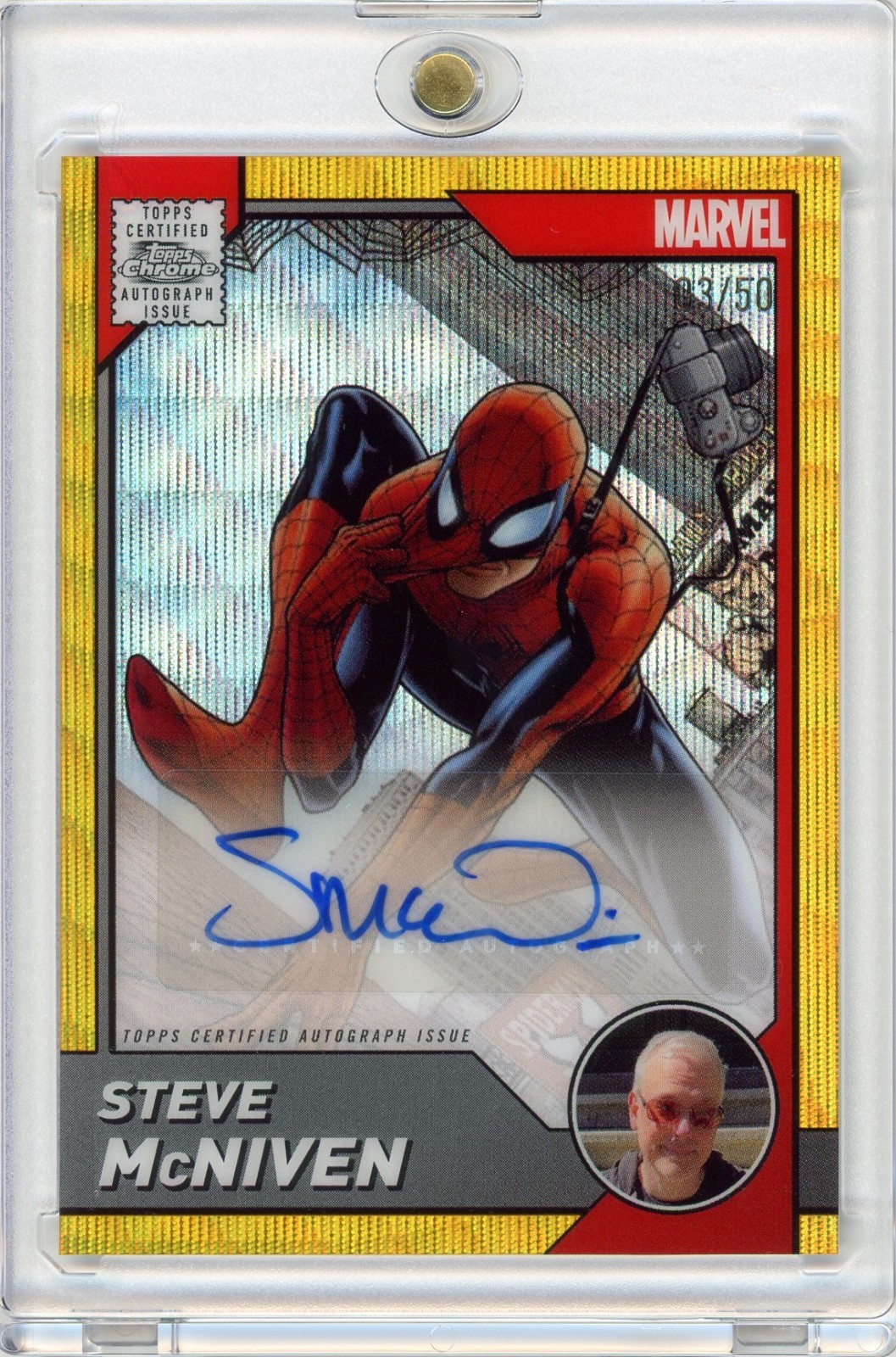 Spider-Man #AA-SM Steve McNiven Auto Gold Wave /50 - 2025 Topps Chrome Marvel Spider-Man #AA-SM Steve McNiven Auto Gold Wave /50 - 2025 Topps Chrome Marvel