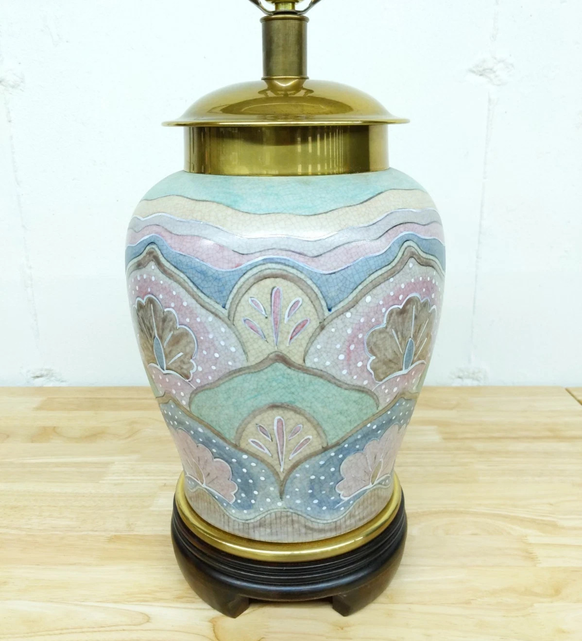 Frederick Cooper 26 “ Porcelain Brass Hand Painted Lamp Pastel Art Deco Coastal