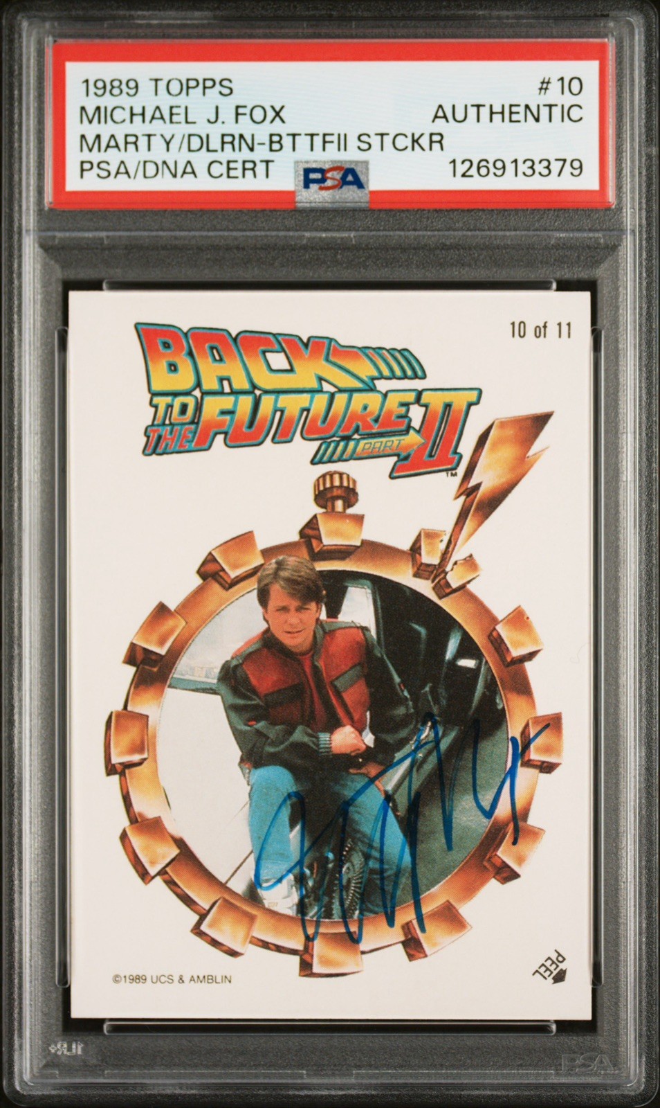 Michael J Fox 1989 Topps Signed Sticker #10 Back to the Future - PSA Authentic Michael J Fox 1989 Topps Signed Sticker #10 Back to the Future - PSA Authentic