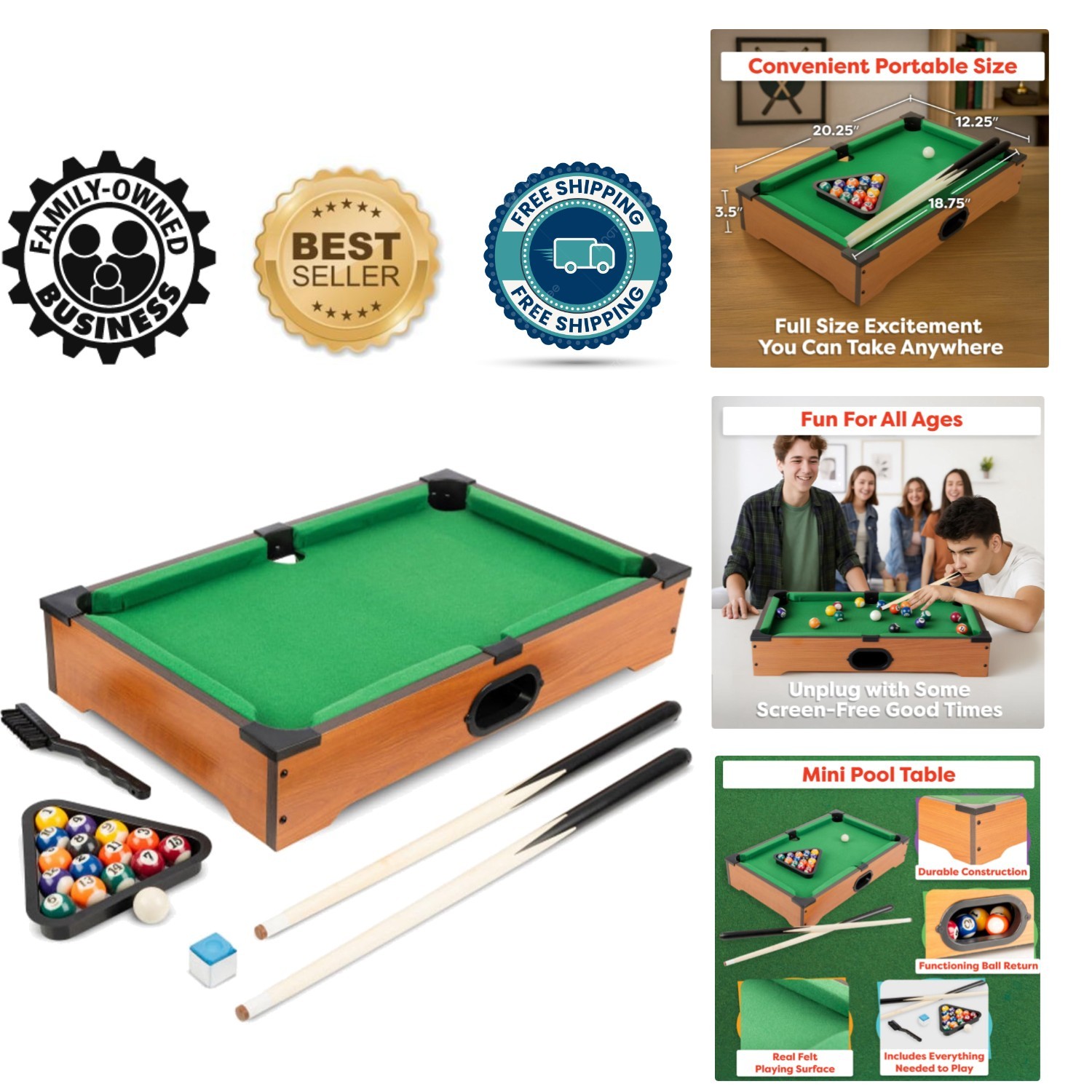 Portable Mini Billiards Table Set for Kids - Compact 20-Inch Pool Fun Portable Mini Billiards Table Set for Kids - Compact 20-Inch Pool Fun