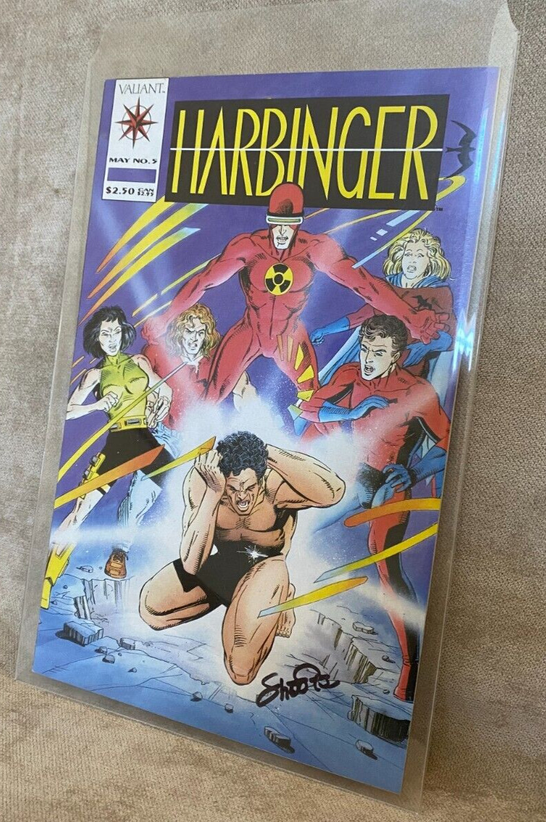 Harbinger #5 w/ coupons VF/ NM *SIGNED by Jim Shooter* 1992 Valiant Comics
