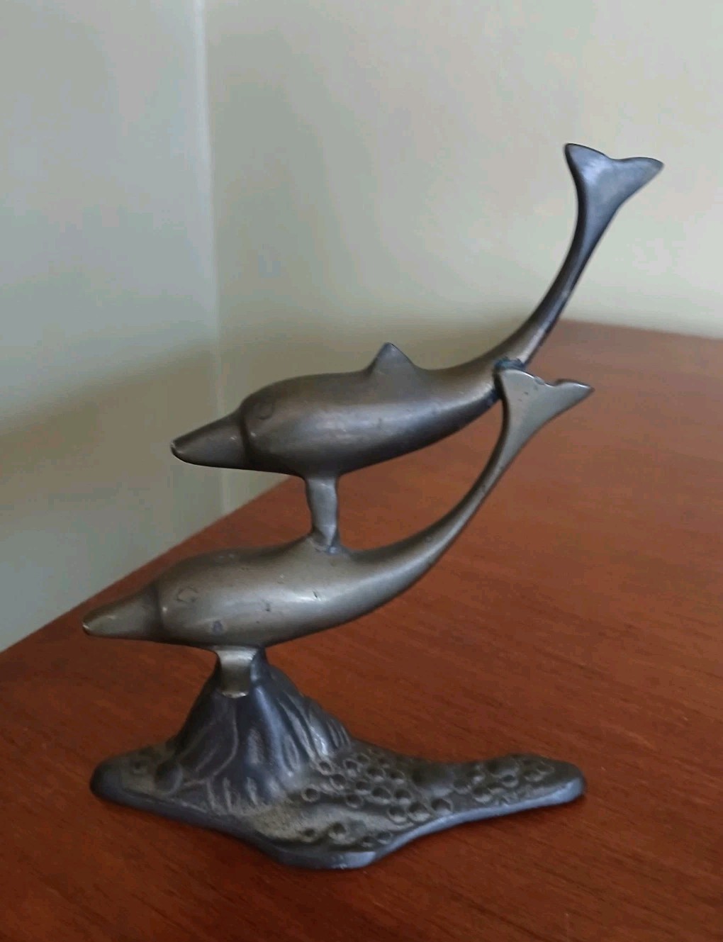 Vintage Brass Double Dolphin Statue Decor Figurine Nautical 5.5\ Vintage Brass Double Dolphin Statue Decor Figurine Nautical 5.5\