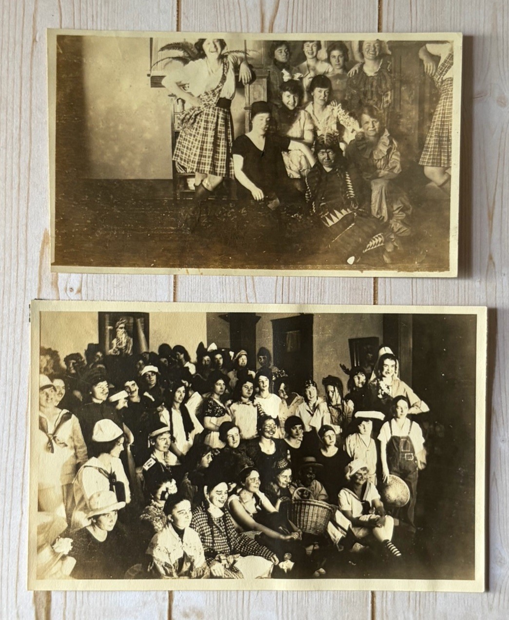 2 Antique Photos Women’s Costume Party Oregon State University Waldo Hall 1916