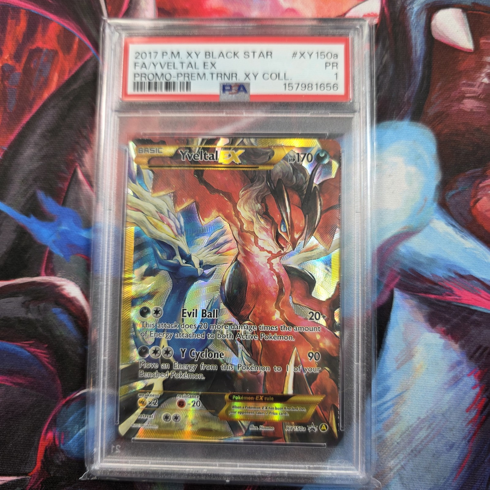 Pokemon Yveltal EX Holo FA XY150a PSA 1 2017 XY Black Star Promo Trainer Card