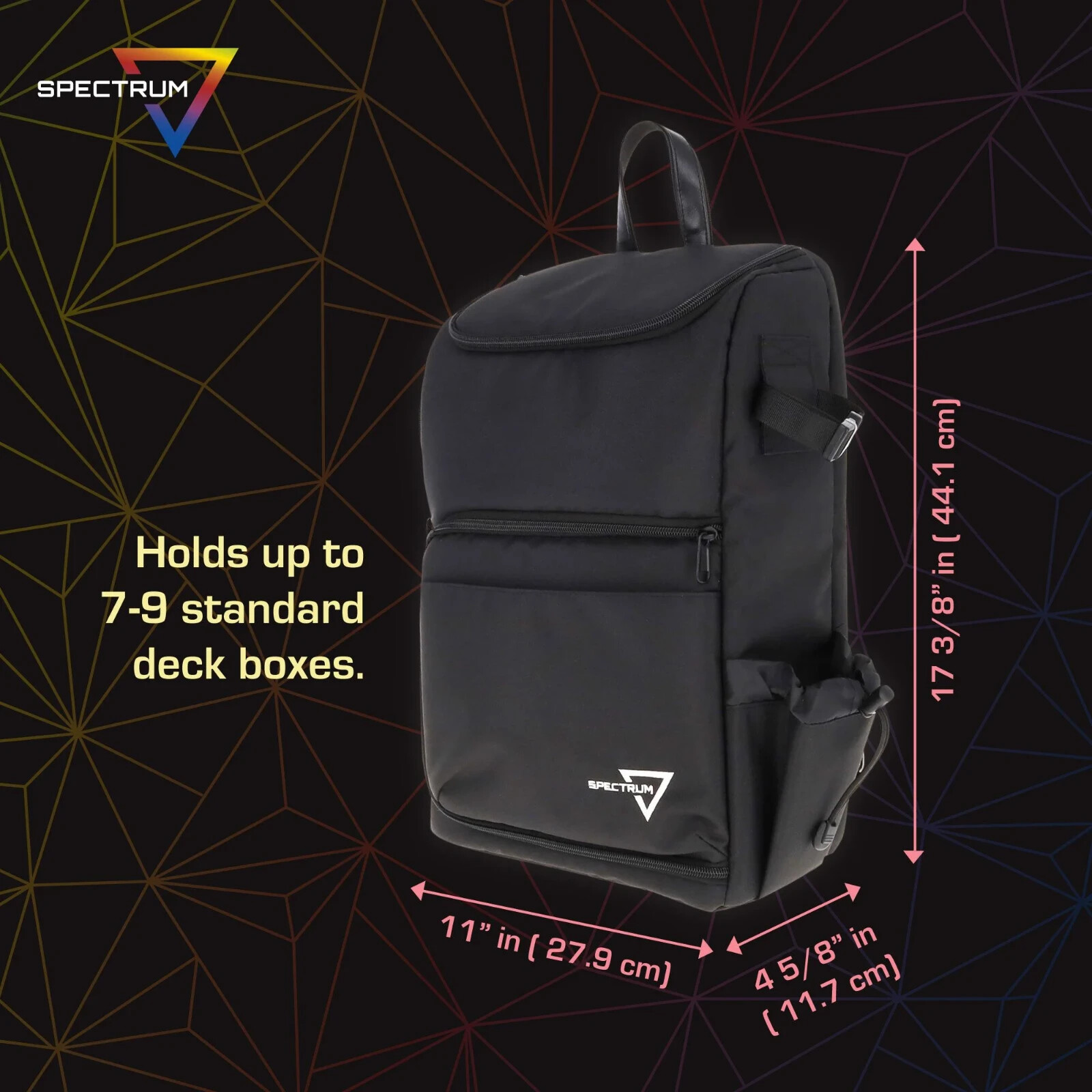 BCW Black Trading Card Spectrum Backpack Holds 7–9 Deck Deck boxes Playmat Strap
