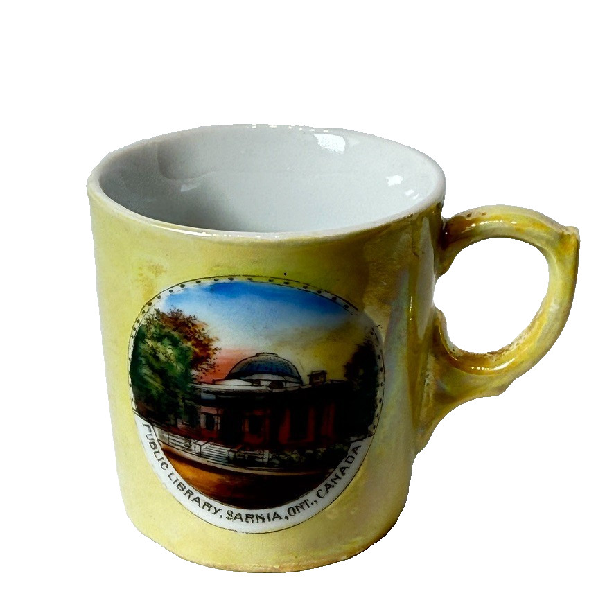 LIBRARY - SARNIA ONTARIO CANADA Souvenir ANTIQUE CHINA TRINKET CUP LIBRARY - SARNIA ONTARIO CANADA Souvenir ANTIQUE CHINA TRINKET CUP