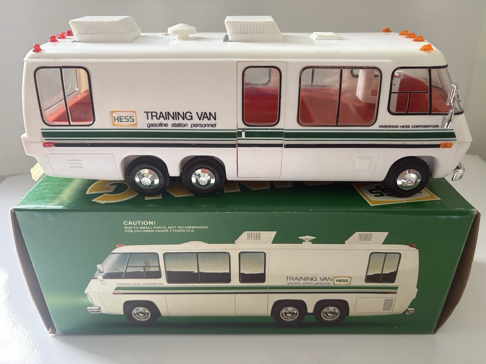 Vintage 1980 Hess Training Van & 1985 Toy Bank Truck Lot W/ Boxes 1985 Lights