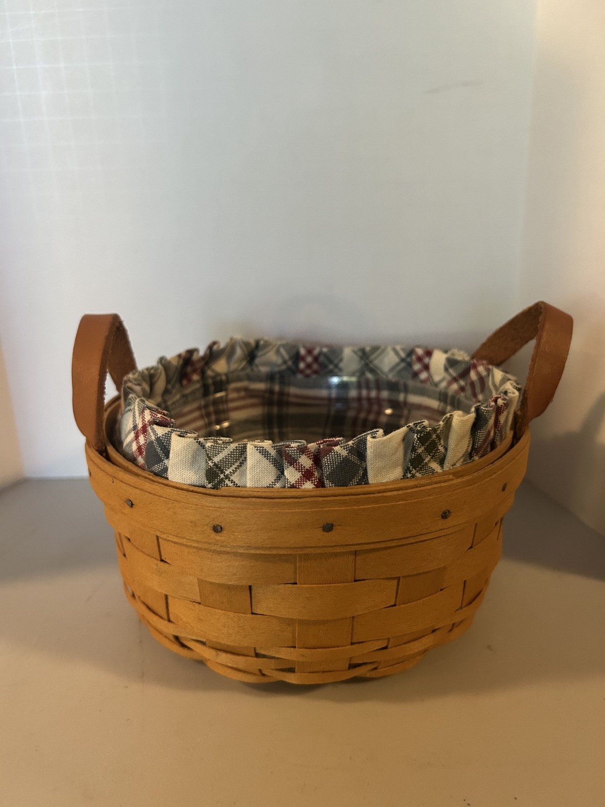 Longaberger Basket With Liner & Plastic Protector Very Nice