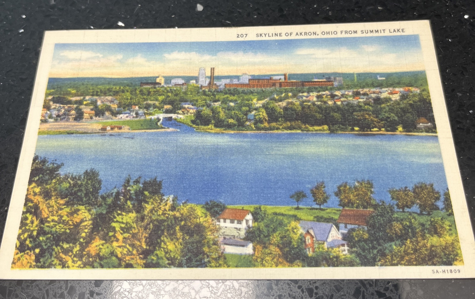 Vtg Postcard Skyline of Akron Ohio from Summit Lake Sapirstein Co. Vtg Postcard Skyline of Akron Ohio from Summit Lake Sapirstein Co.