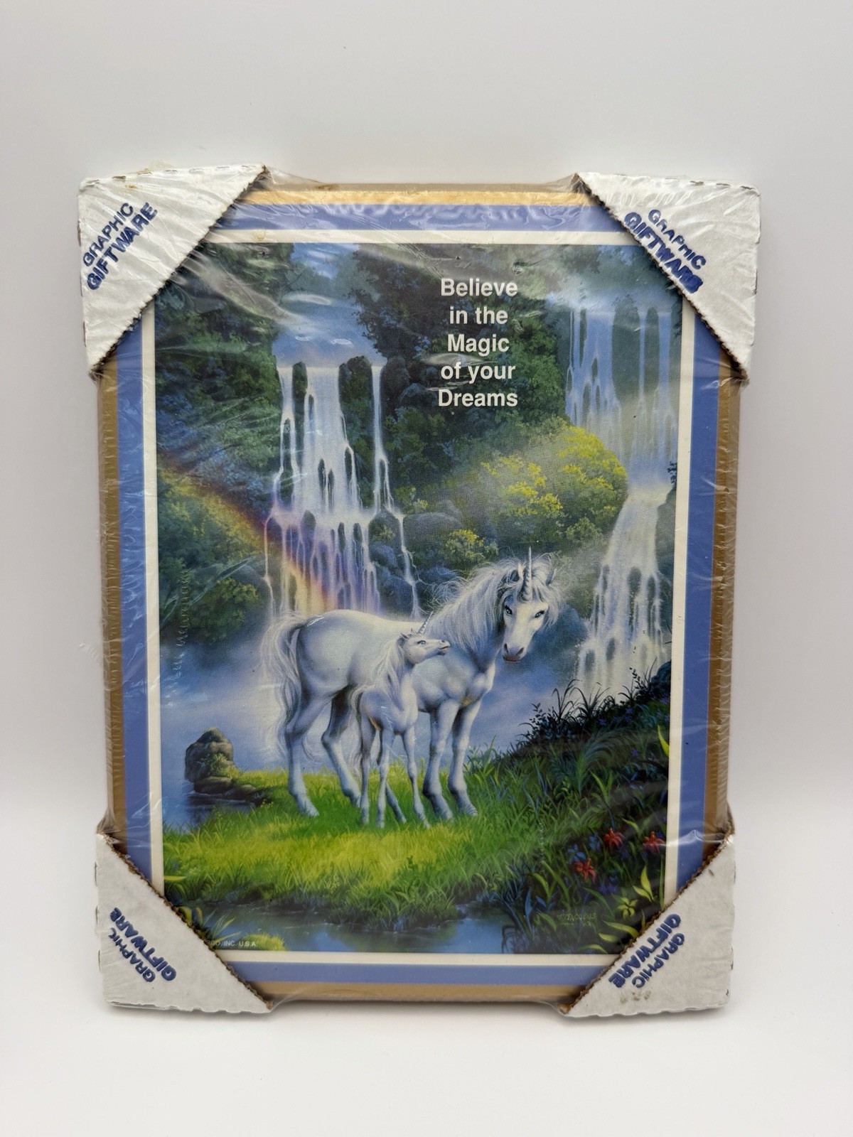 Vintage Stapco 1993 Unicorns In Paradise Wooden Plaque Wall Art By T. Jacobus Vintage Stapco 1993 Unicorns In Paradise Wooden Plaque Wall Art By T. Jacobus