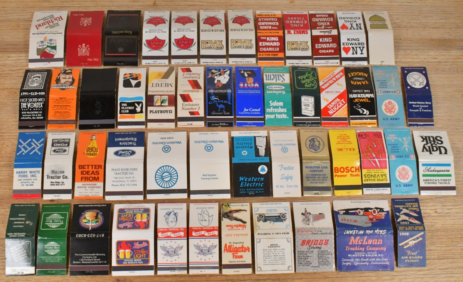 Very Interesting LOT of Vtg Matchbook Covers Ford BOSCH Ugly Stick Playboy etc