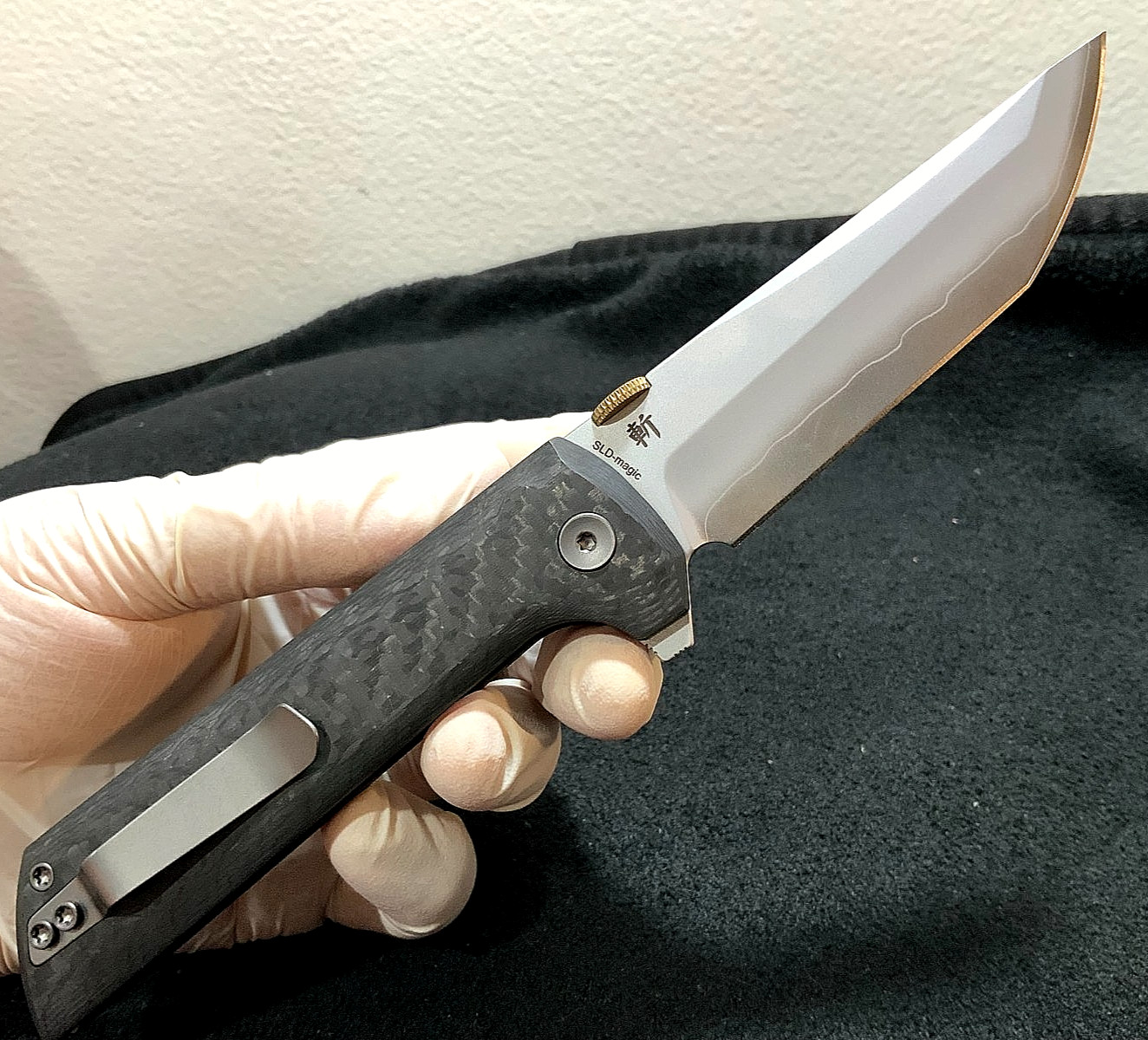 NMB Chop 2 NMB2406C Hitachi San Mai Blade Tanto Gold Disk Opening Folding Knife