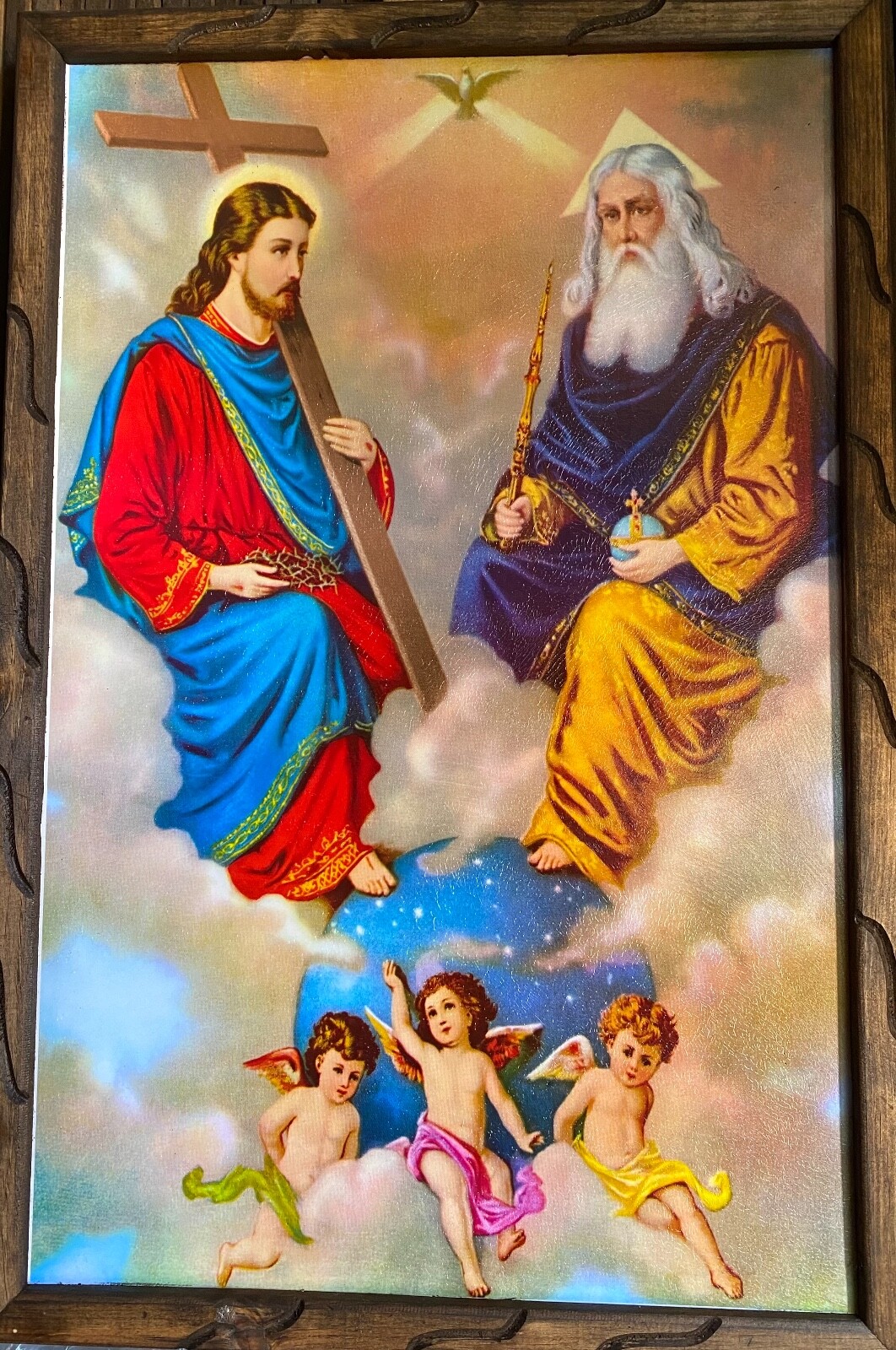 Santísima Trinidad 36”X24” Cuadro Rustico, Padre Hijo Y Espiritu Santo, New Santísima Trinidad 36”X24” Cuadro Rustico, Padre Hijo Y Espiritu Santo, New