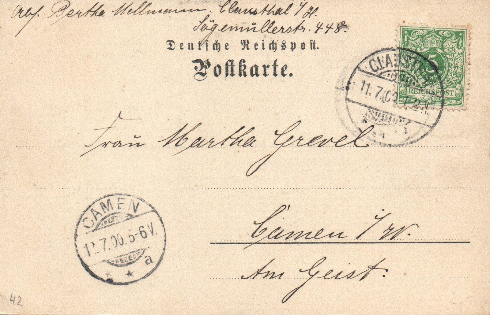 1900 Deutsche Reichspost Postkarte Gruss aus dem Harz POSTCARD to Camen