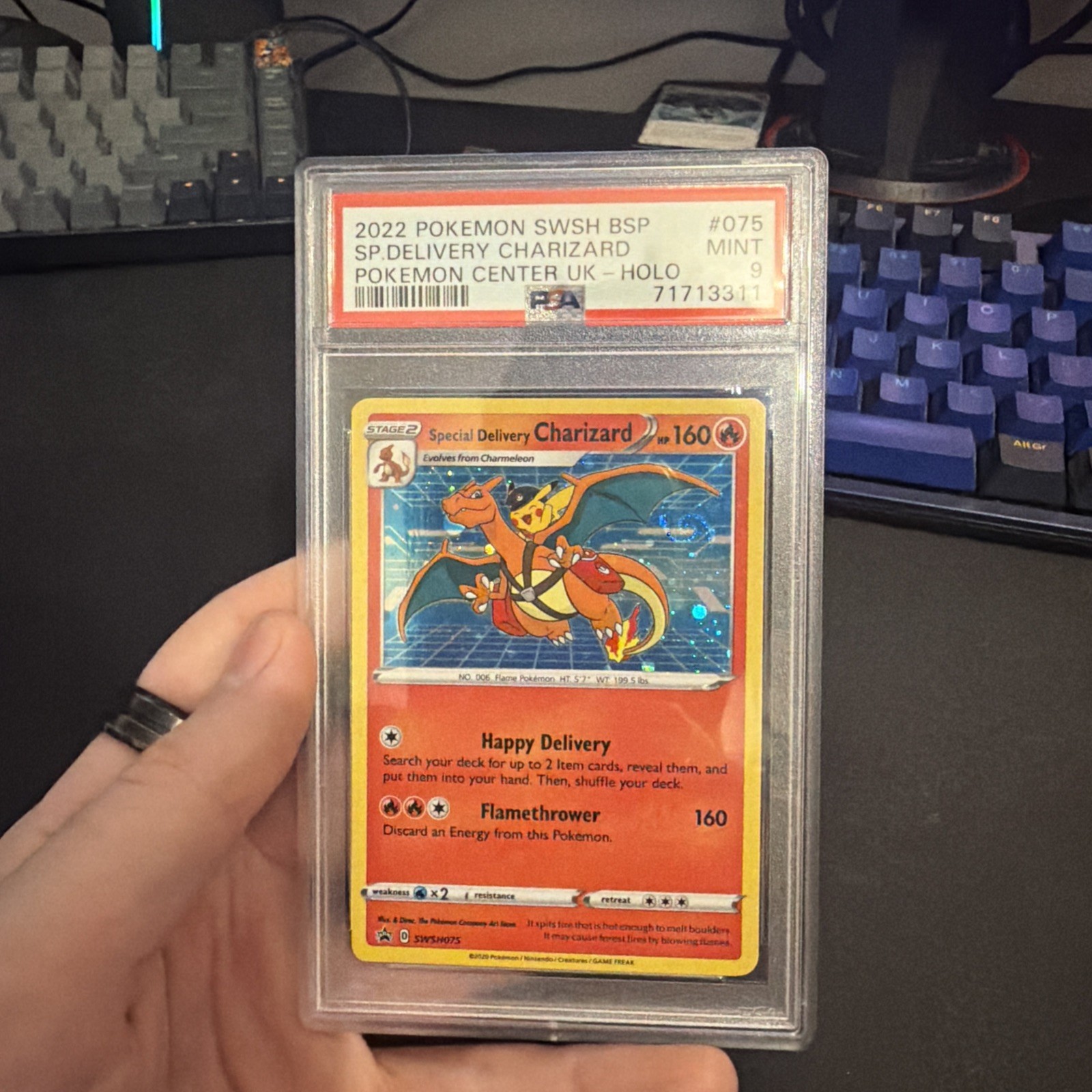 Pokémon TCG Special Delivery Charizard Promo Card SWSH075 Holo PSA 9