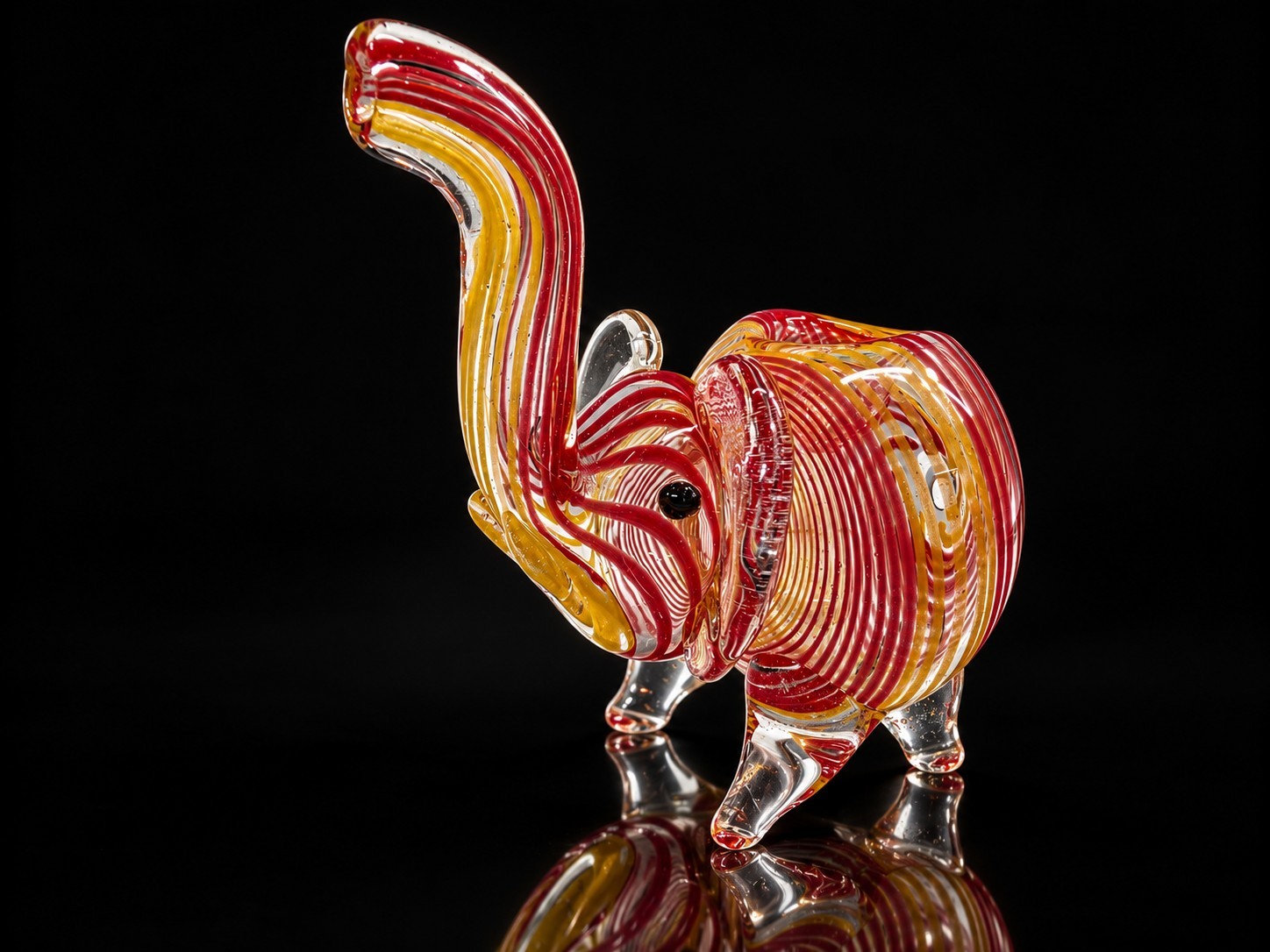 Red Yellow Striped Elephant Glass Tobacco Hand Pipe Cute Novelty Design