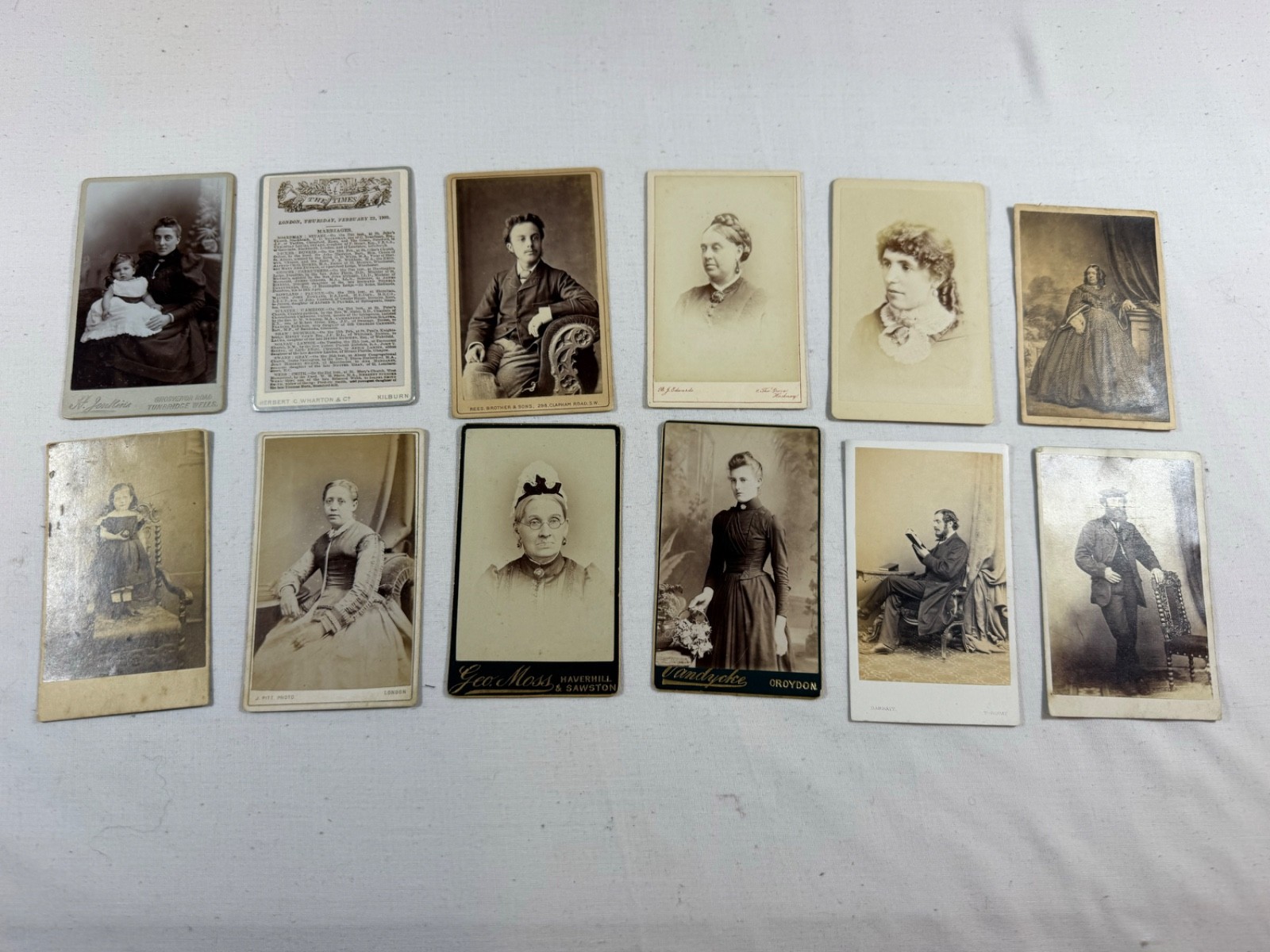 Collection of 12 Antique Victorian Carte de Visite CDV Studio Photos Job Lot Collection of 12 Antique Victorian Carte de Visite CDV Studio Photos Job Lot