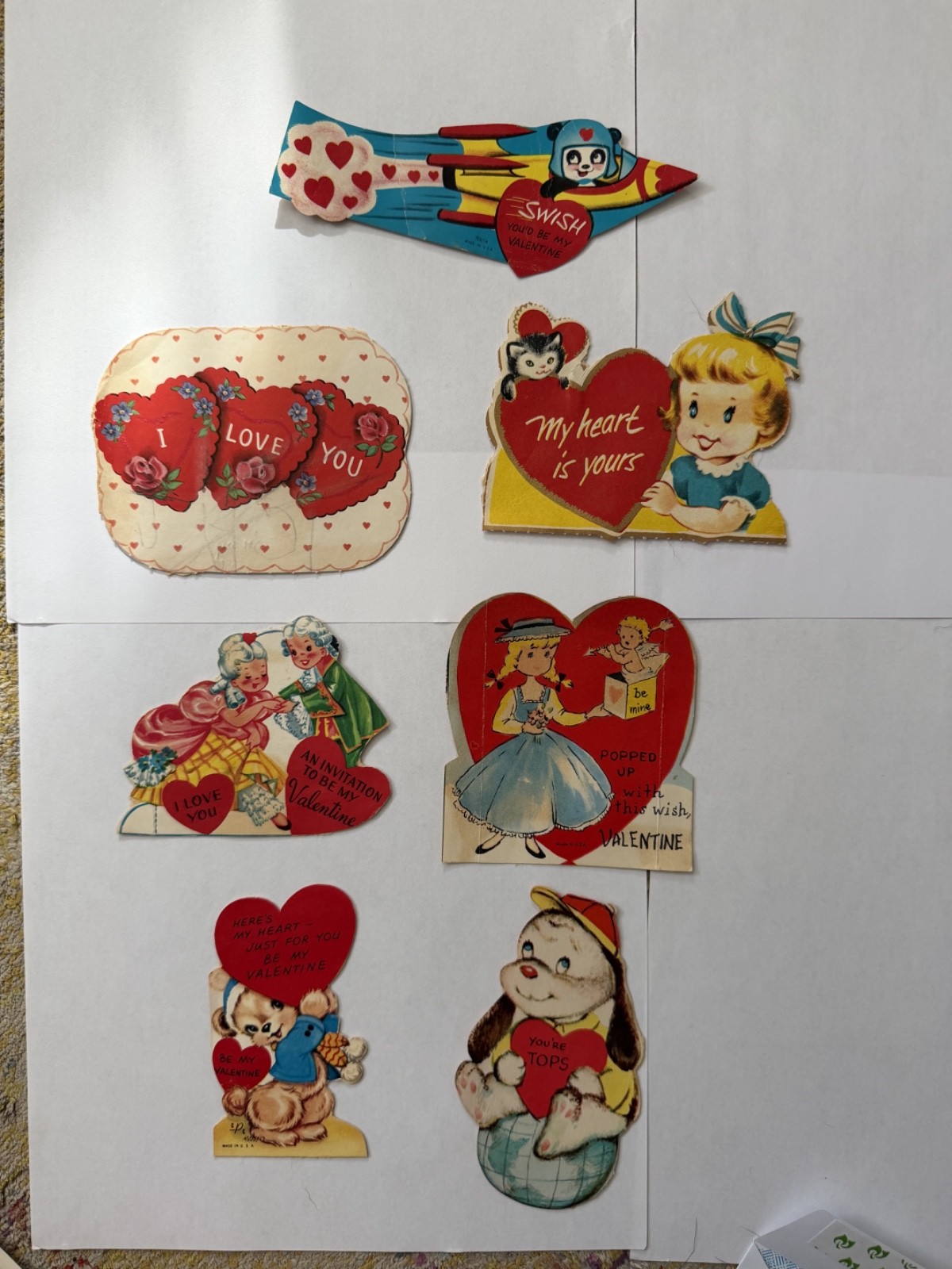 Vintage die-cut valentines cards