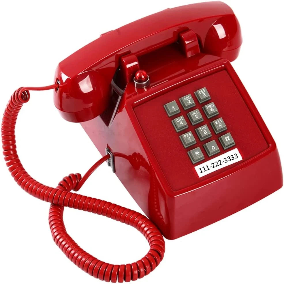 Retro Red Landline Phone Vintage Corded Desk Telephone Large Button Retro Red Landline Phone Vintage Corded Desk Telephone Large Button