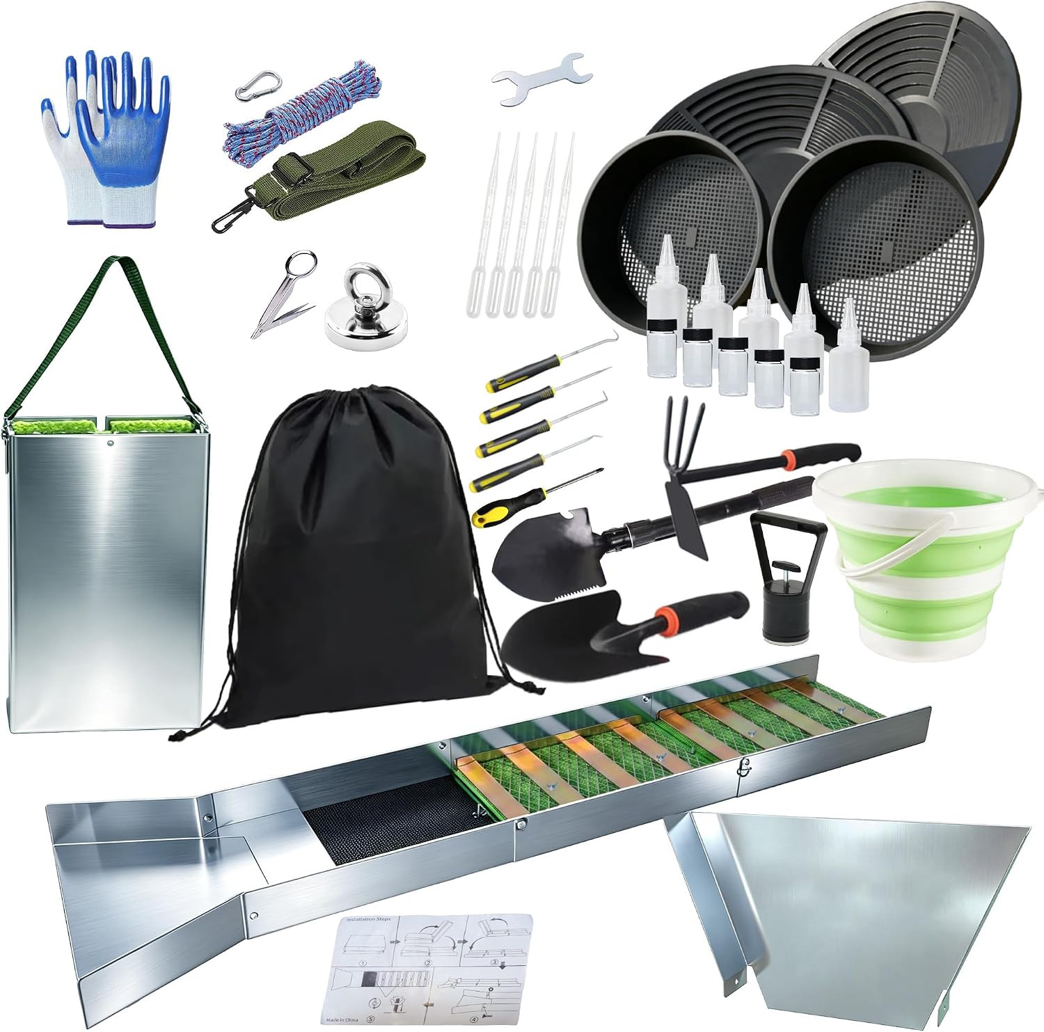 37Pcs Complete Gold Panning Kit with 50\ 37Pcs Complete Gold Panning Kit with 50\