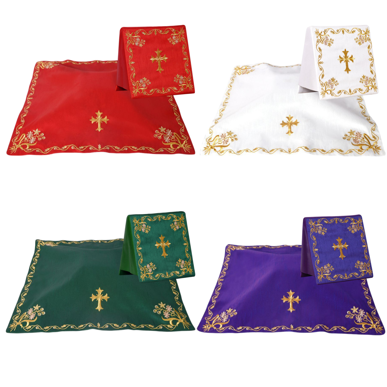 Silk Burse Chalice Veil Set of 4 Hand Embroidered Catholic Liturgical Vestment Silk Burse Chalice Veil Set of 4 Hand Embroidered Catholic Liturgical Vestment