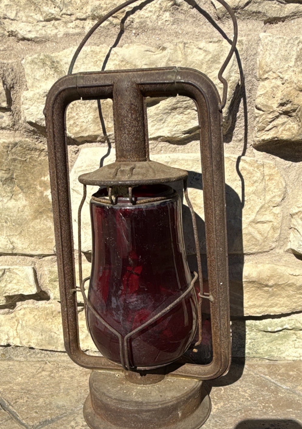 Dietz Vintage Railroad Lantern with Red Globe Light New York Dietz Vintage Railroad Lantern with Red Globe Light New York