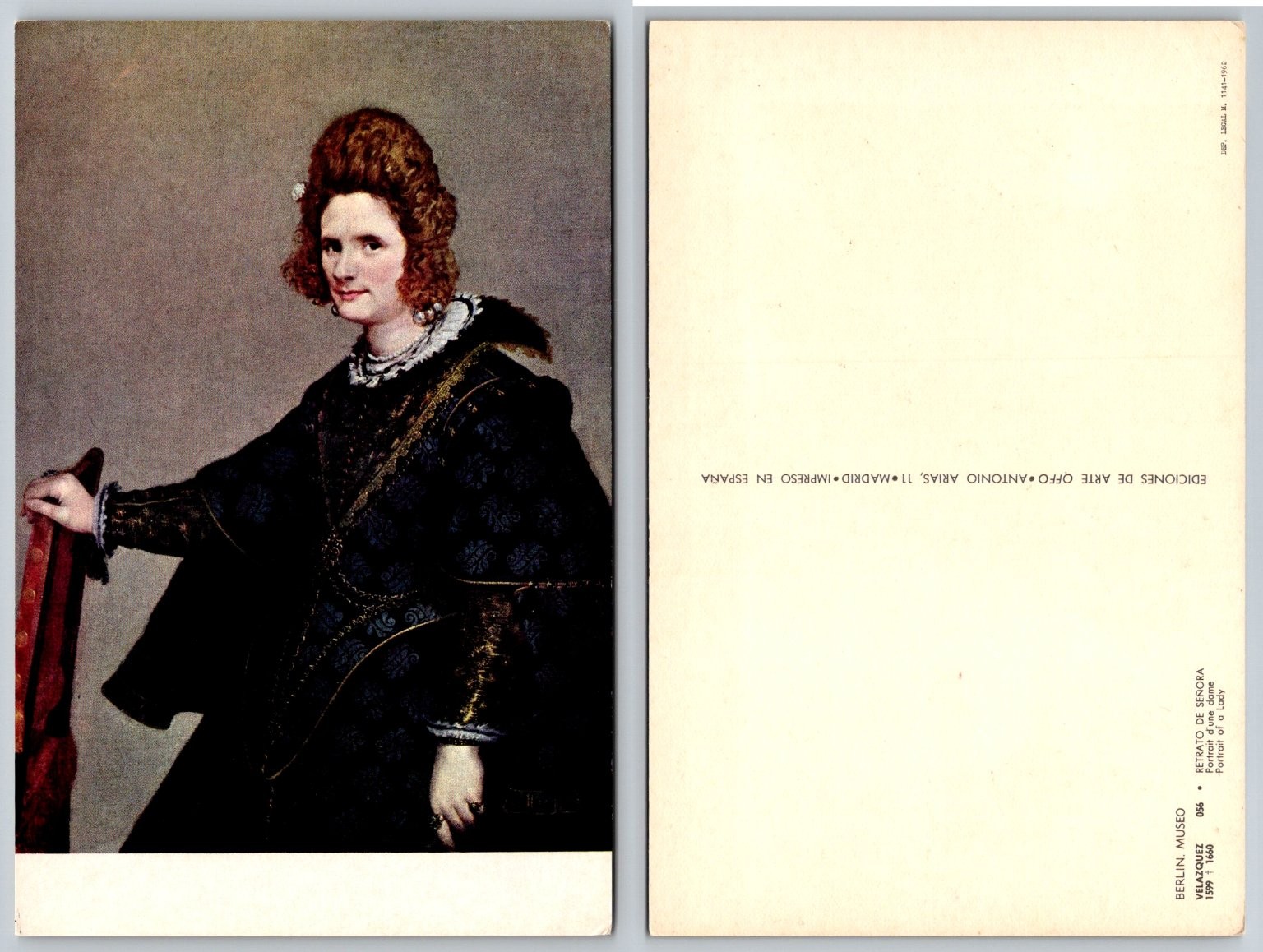 Velazquez Portrait of a Lady Art Postcard Berlin Museum Spain Print Velazquez Portrait of a Lady Art Postcard Berlin Museum Spain Print