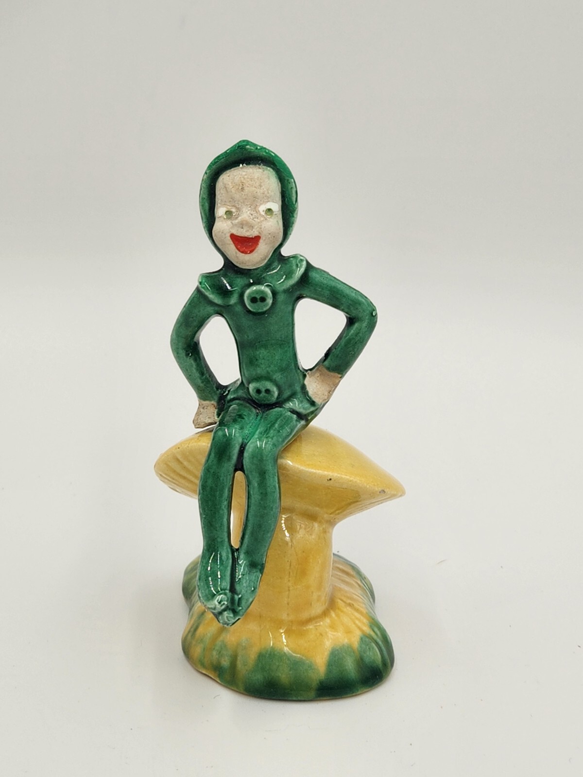 Vintage Millesan Drews Pixie Potters Elf Pixie Sitting on Mushroom Figurine