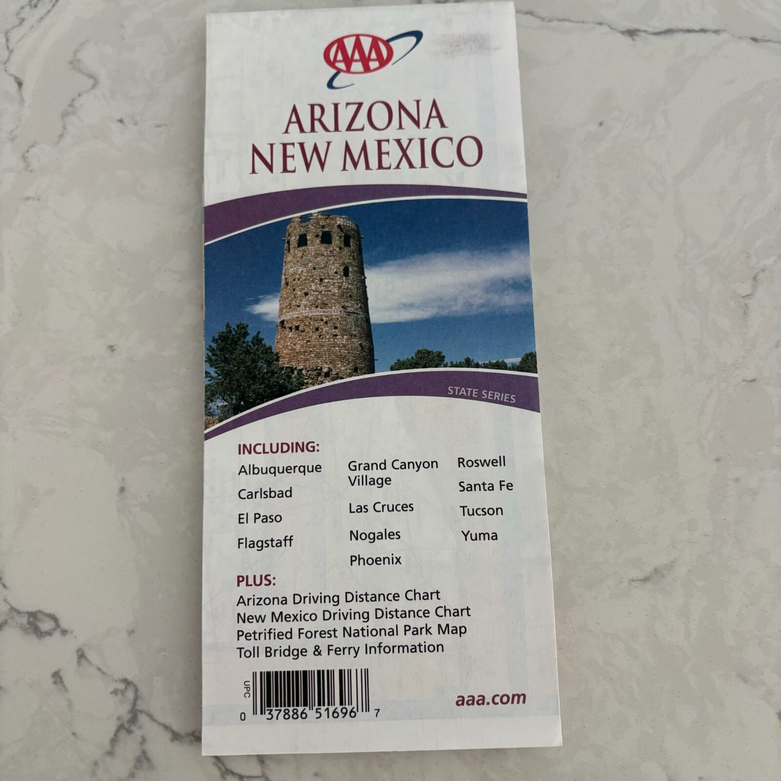 AAA State Map Arizona & New Mexico USA State Road Travel Folding Map 2005-07