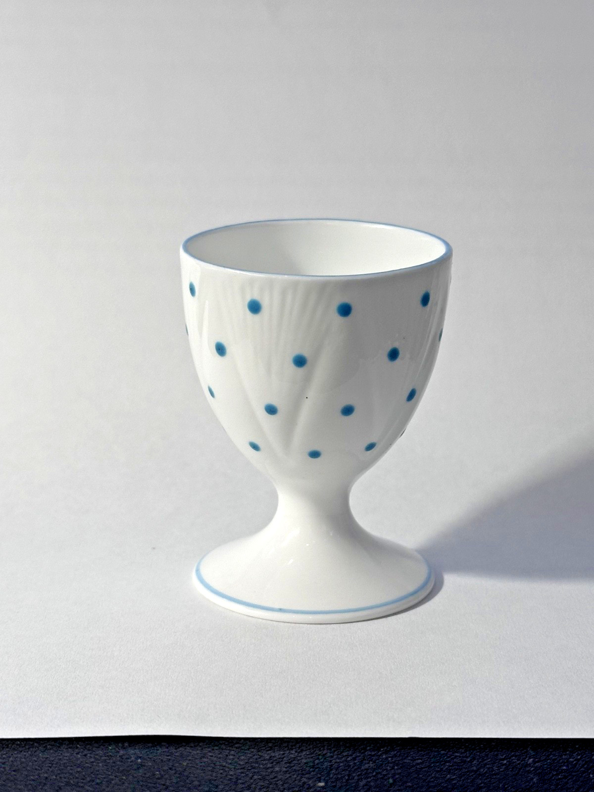 Shelley Dainty Polka Dot Turquoise Eggcup Pedestal Egg 1950s English Bone China Shelley Dainty Polka Dot Turquoise Eggcup Pedestal Egg 1950s English Bone China