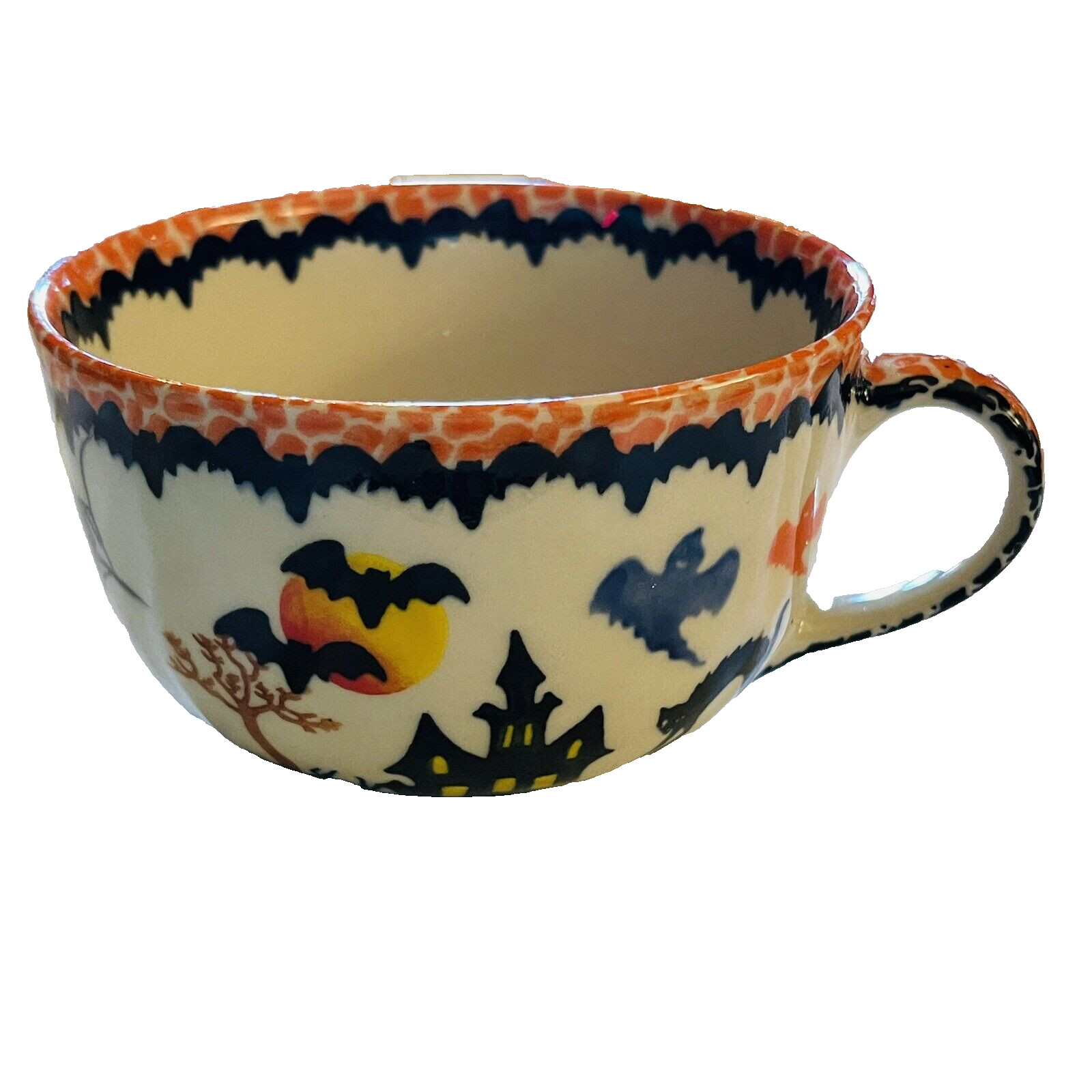 2023 Kalich Polish Pottery Halloween Bat Cat Spider Hot Cocoa Mug Cup Coffee 2023 Kalich Polish Pottery Halloween Bat Cat Spider Hot Cocoa Mug Cup Coffee